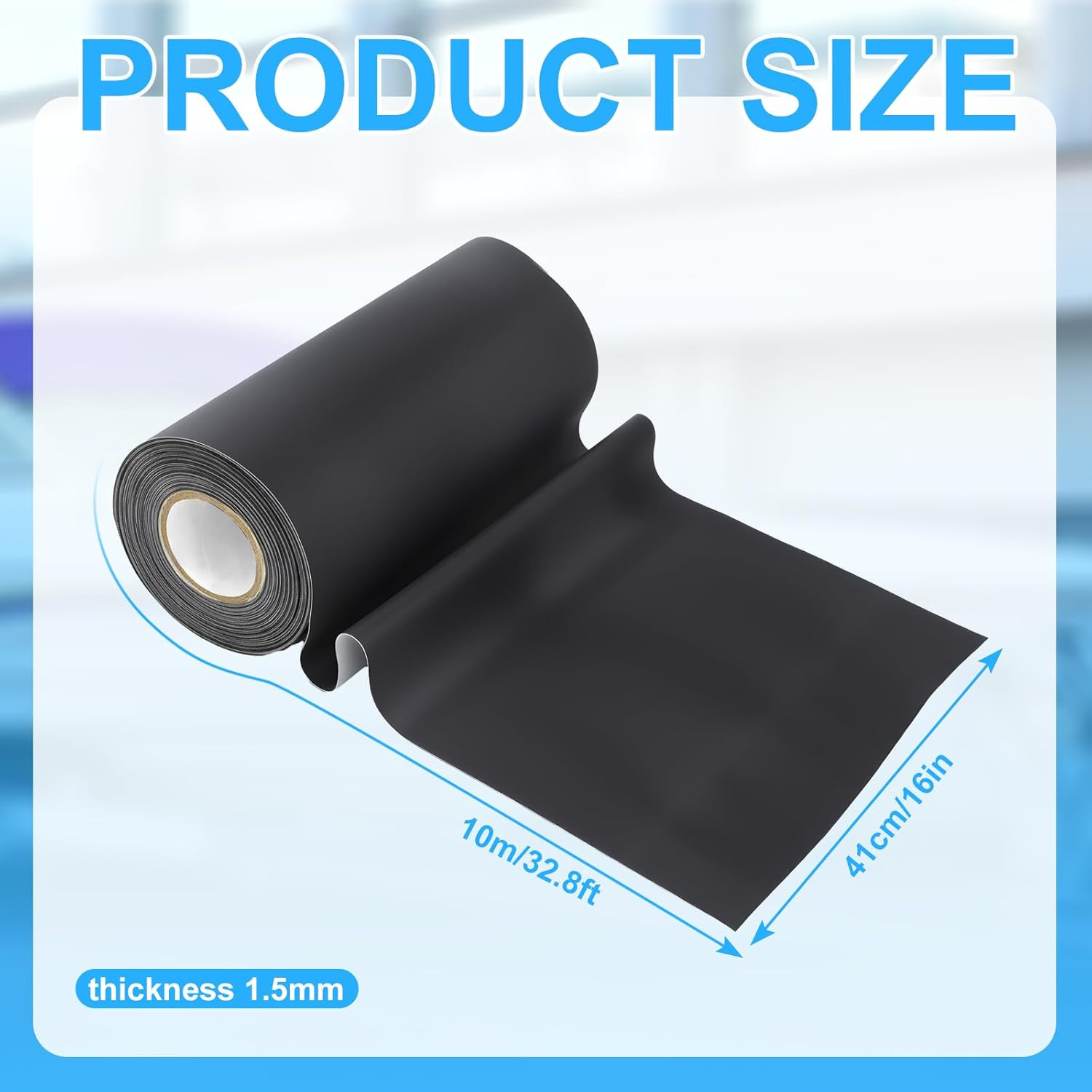 16In X 32.8Ft Epdm Rubber Roofing for Liner Bonding Sealing Repairs, 60 Mil Blac