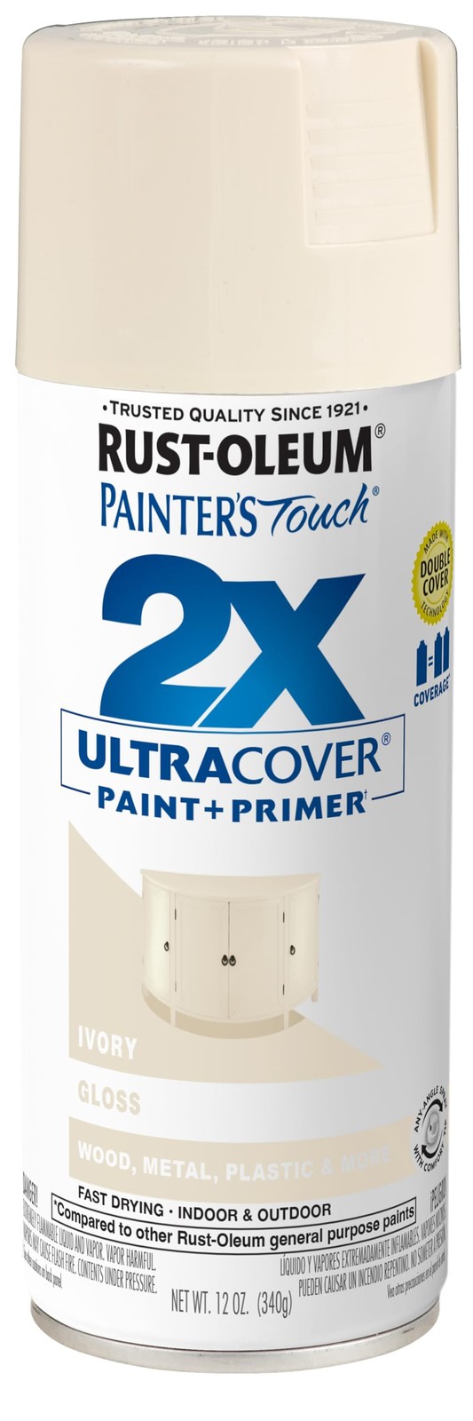 Rust-Oleum Painter’s Touch 2X Ultra Cover 12 Ounce (Pack of 1), Gloss Ivory