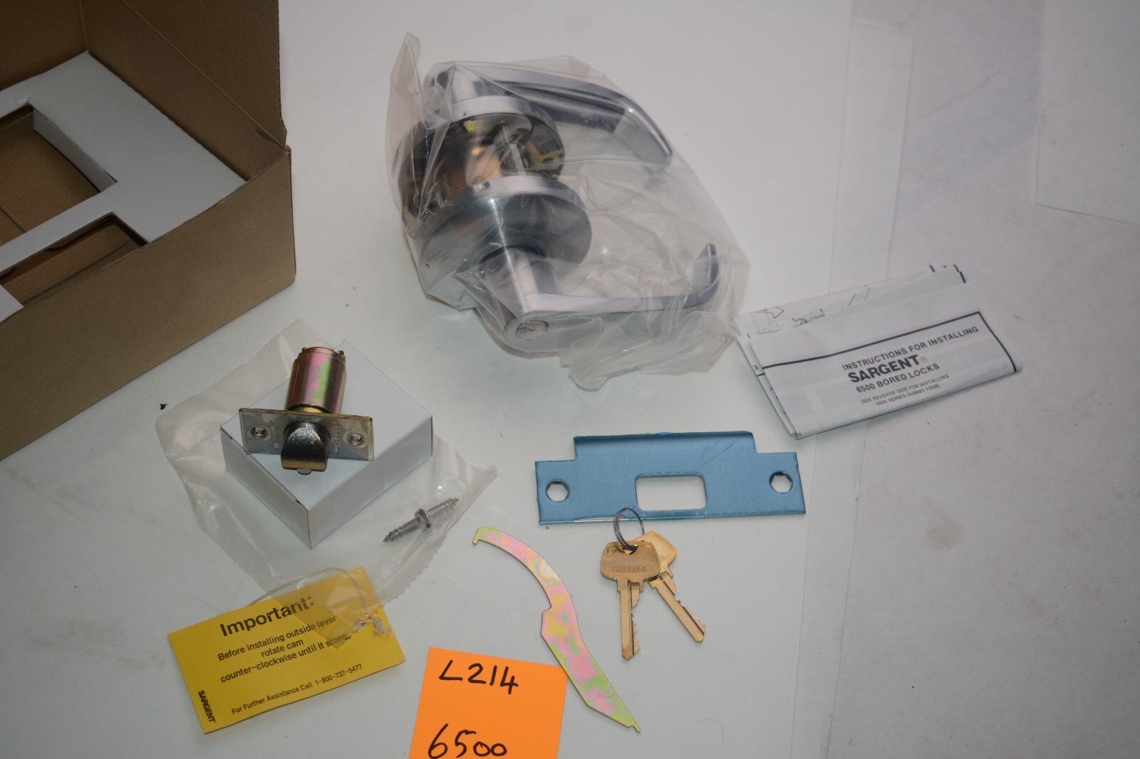 SARGENT 28 65G37 Satin Chrome Cylindrical Lock 6500 Classroom Lever Door Lock