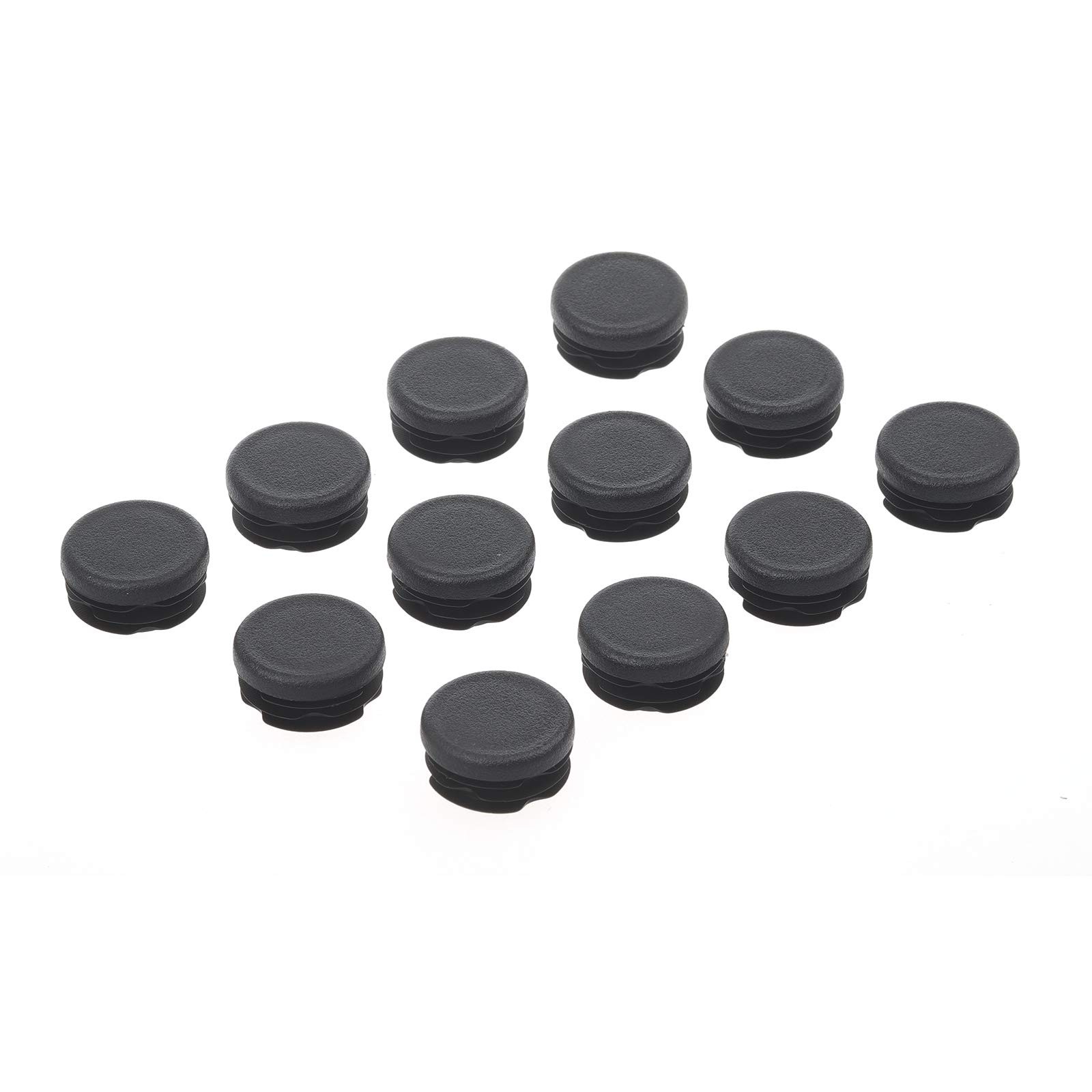 12Pcs Round Plastic Plug, 1-1/4 Inch (32mm) End Caps for Inch, Black
