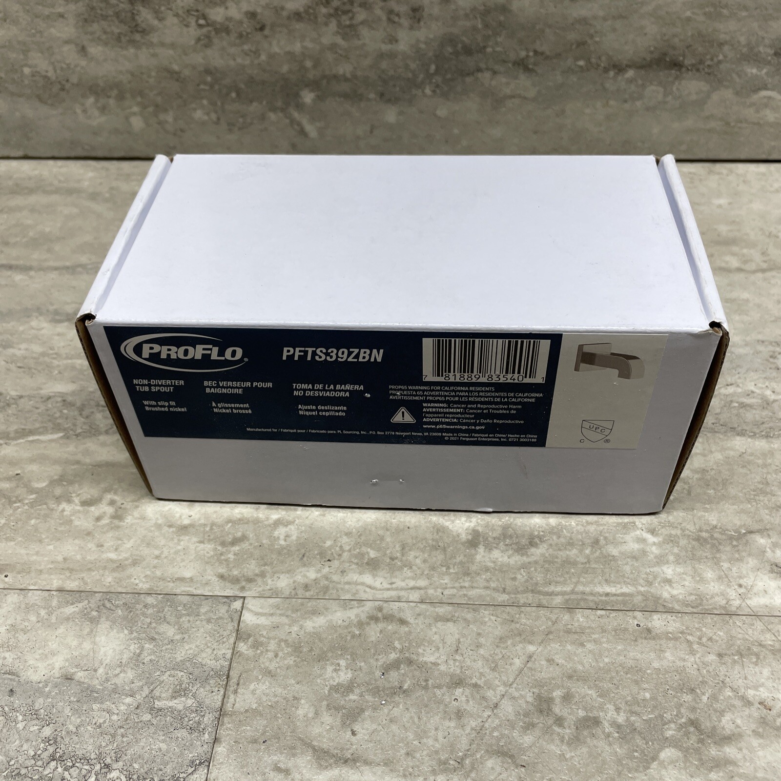 ProFlo PFTS39ZBN Non Diverter Tub Spout In Brushed Nickel, New