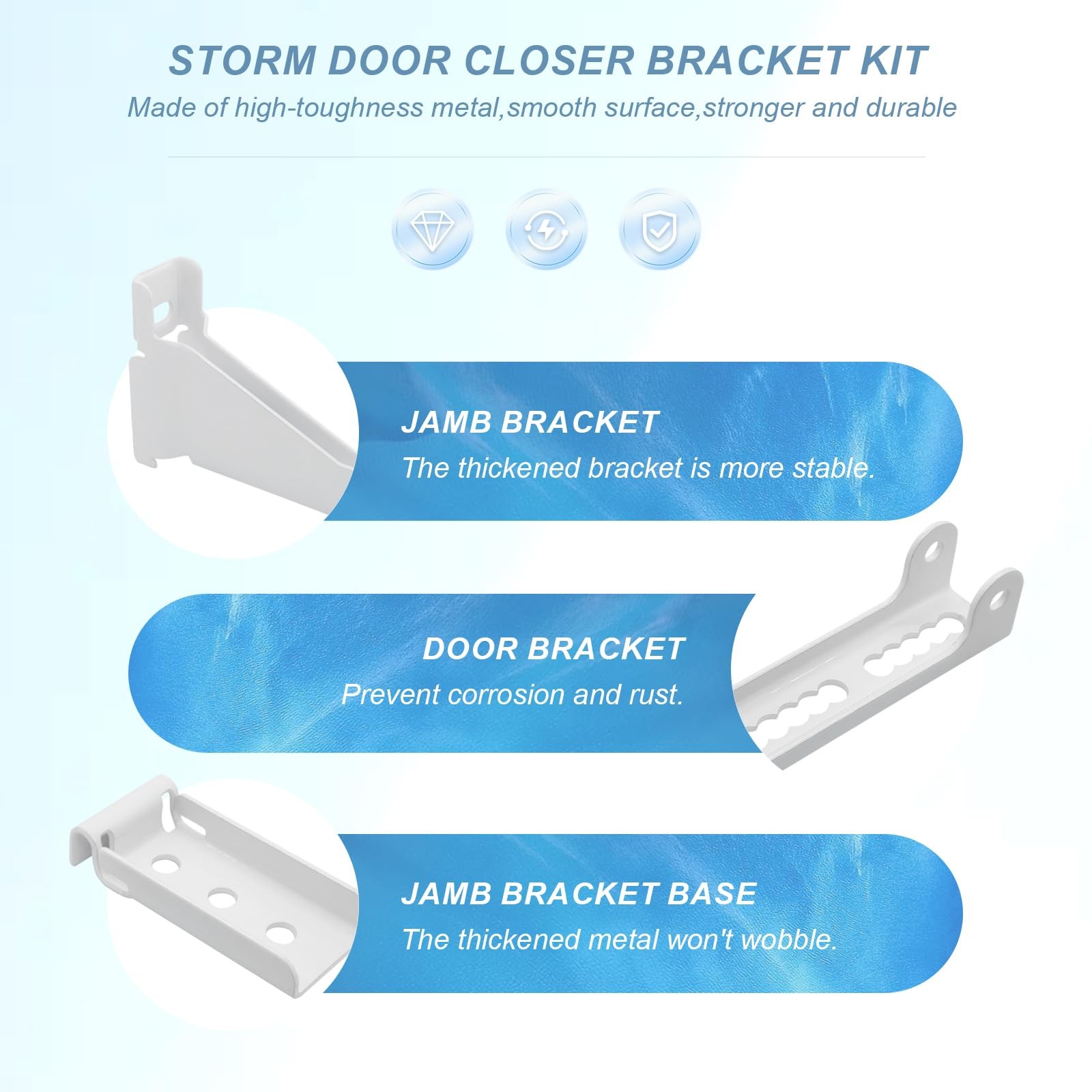 Reinforced Storm Door Closer Bracket Kit, Heavy-Duty Screen Door Closer Replacem