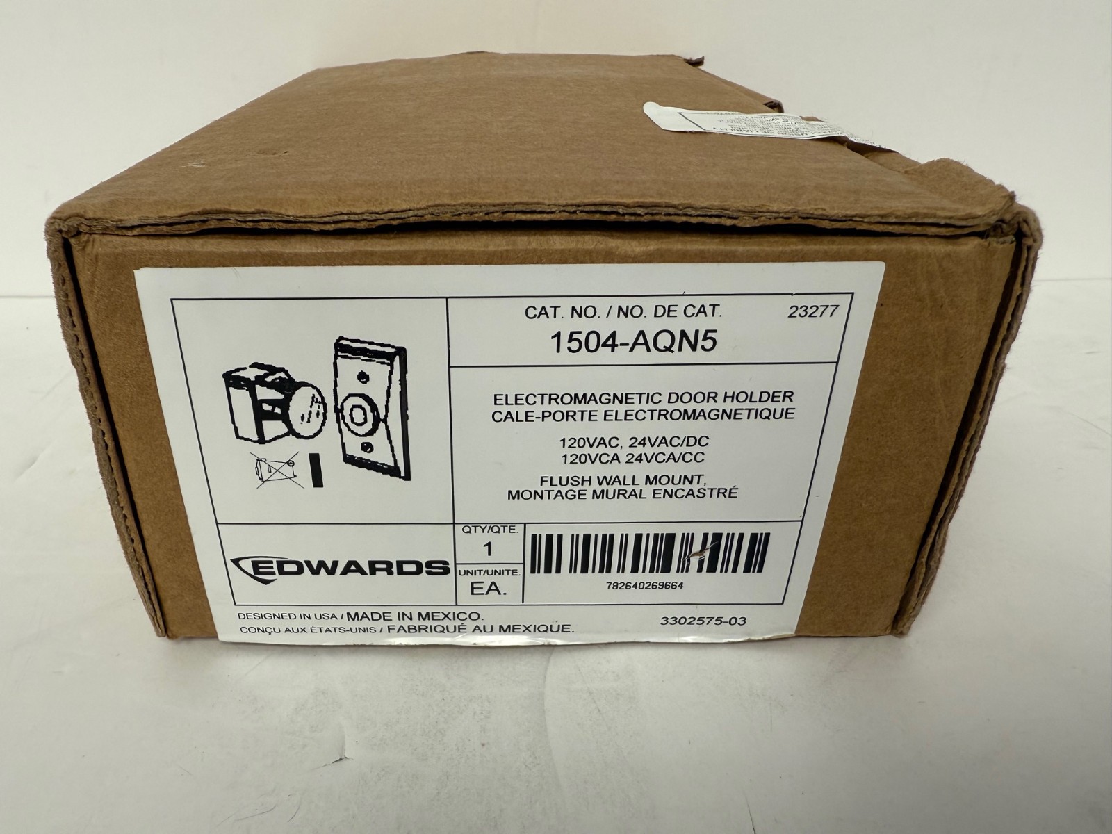 EDWARDS 1504-AQN5 ELECTROMAGNETIC DOOR HOLDER FLUSH WALL MOUNT NEW