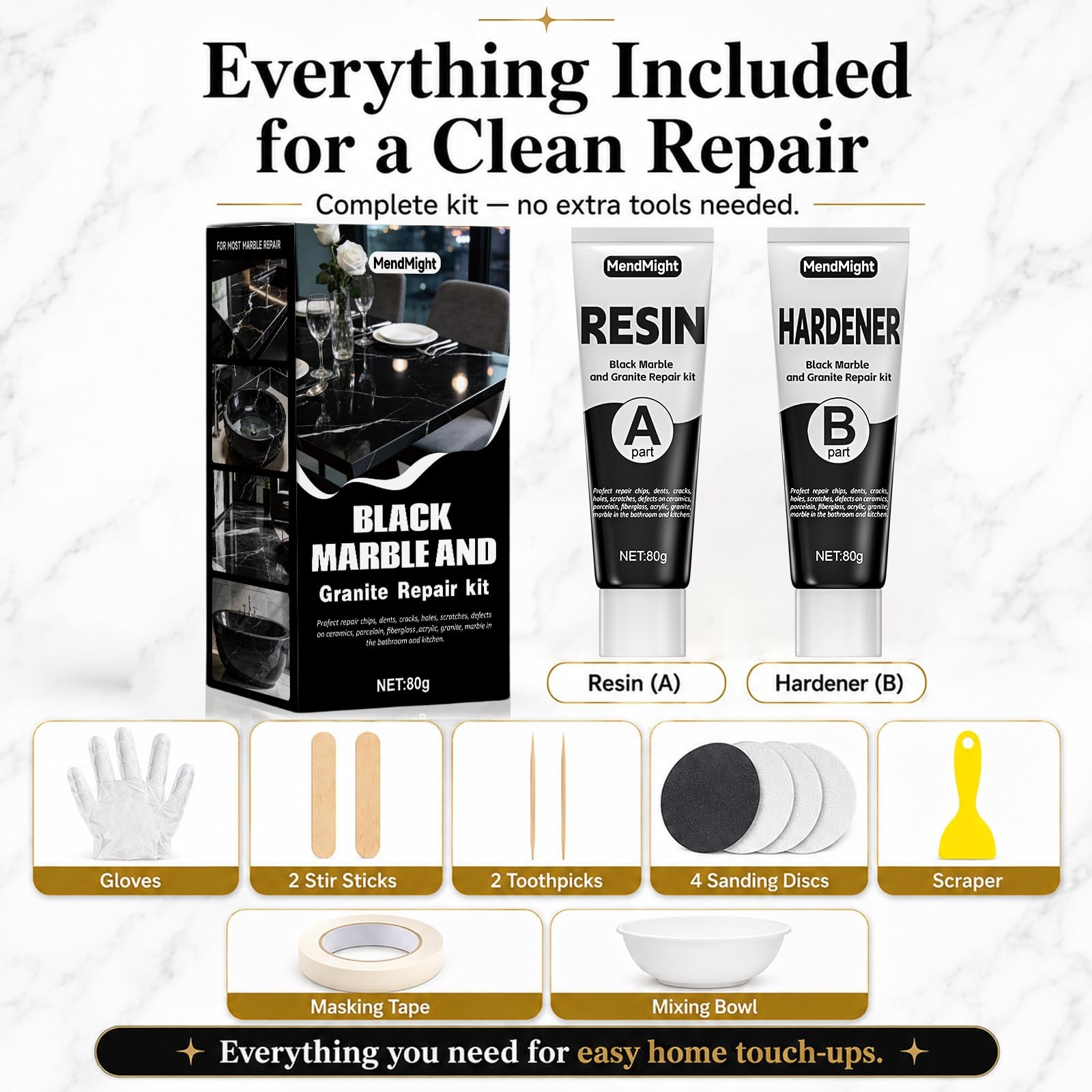 Black Tub&Tile Repair Kit – 5.6 oz Repair Kit for Bathtub, Tile, Countertop –…
