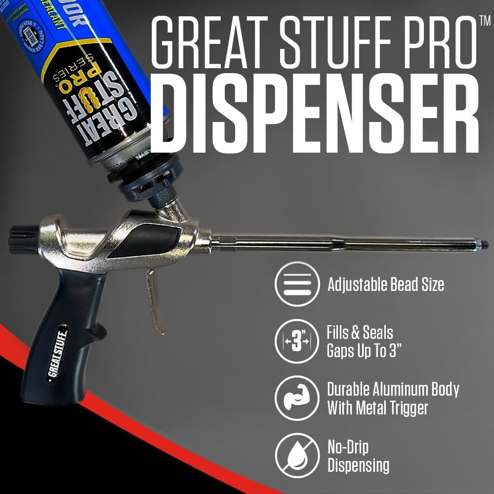 Great Stuff Window & Door Foam 20oz (12), 2ft Applicator Gun, Cleaner (2)