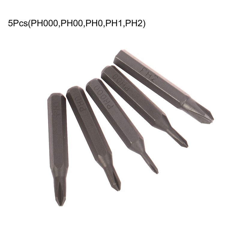 5Pcs Cross Screwdriver Bits PH000 PH00 PH0 PH1 PH2 4mm Hex Shank Screwdriver Set