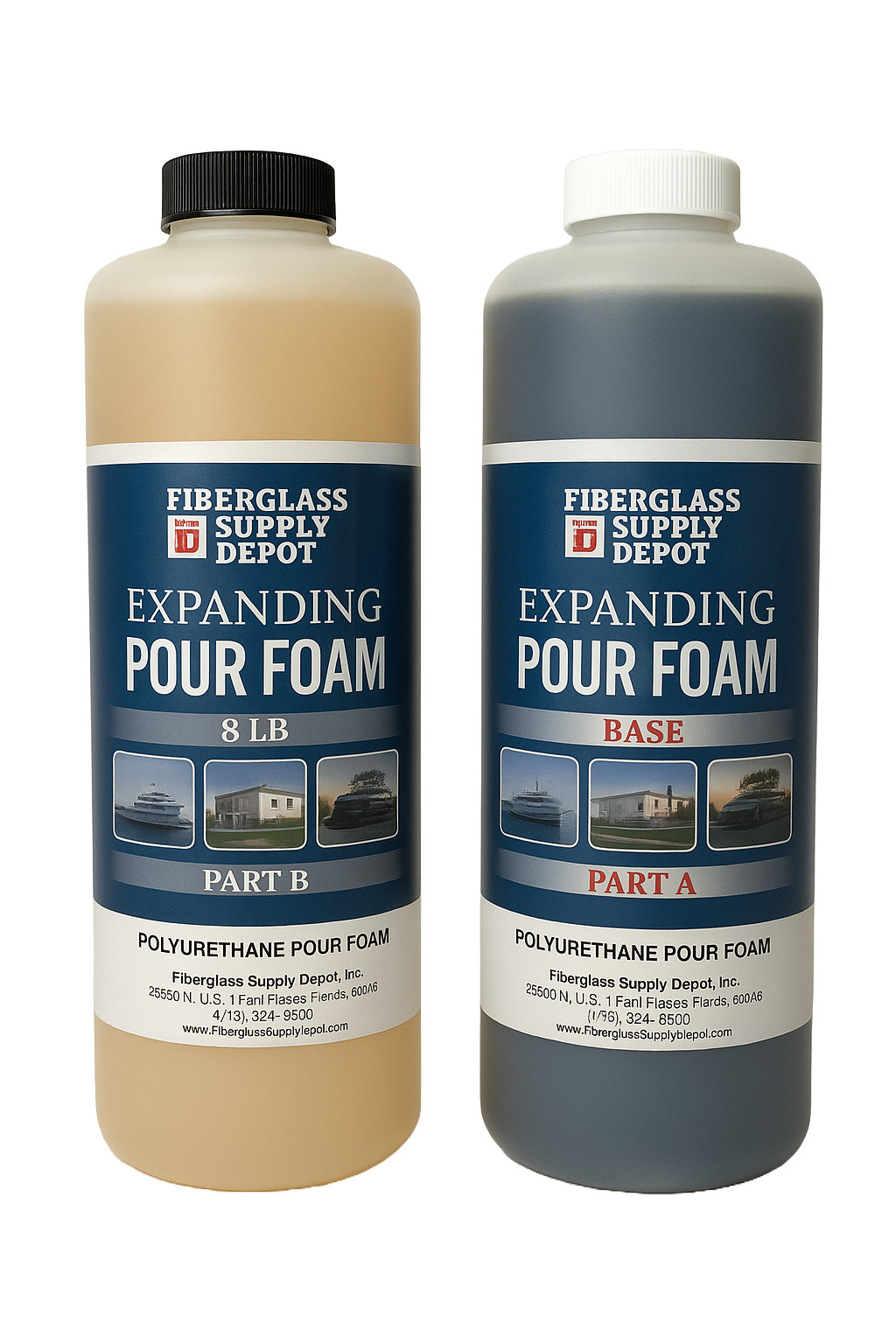 Fiberglass Supply Depot 8 lb Expanding Polyurethane Pour Foam: Quart Kit