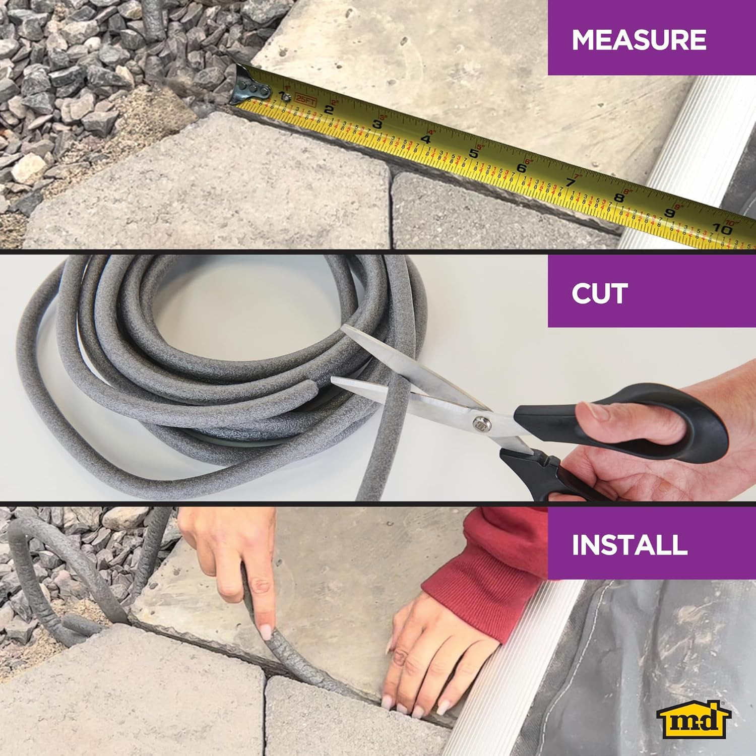 – Versatile Gray Foam Backer Rod Set 1/2In X 20Ft