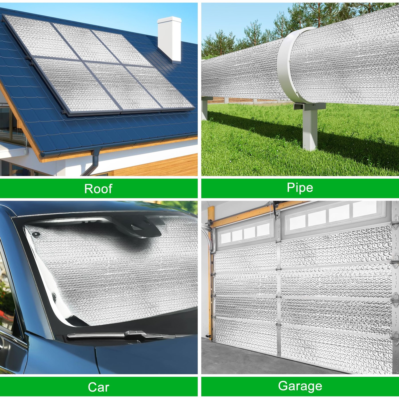 16P Garage Door Insulation Kit Panels 6MM 24″ x 48″-16 Pack, 6MM-Silver