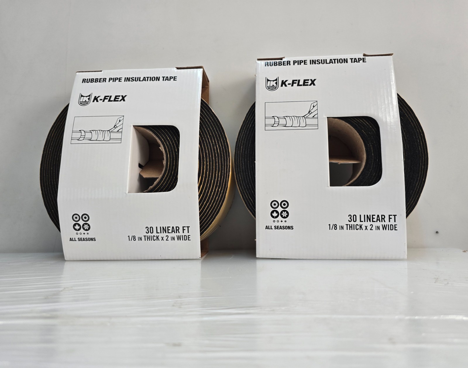 (2) K-Flex Rubber Pipe Insulation 30 LF 1/8 x 2 in Black
