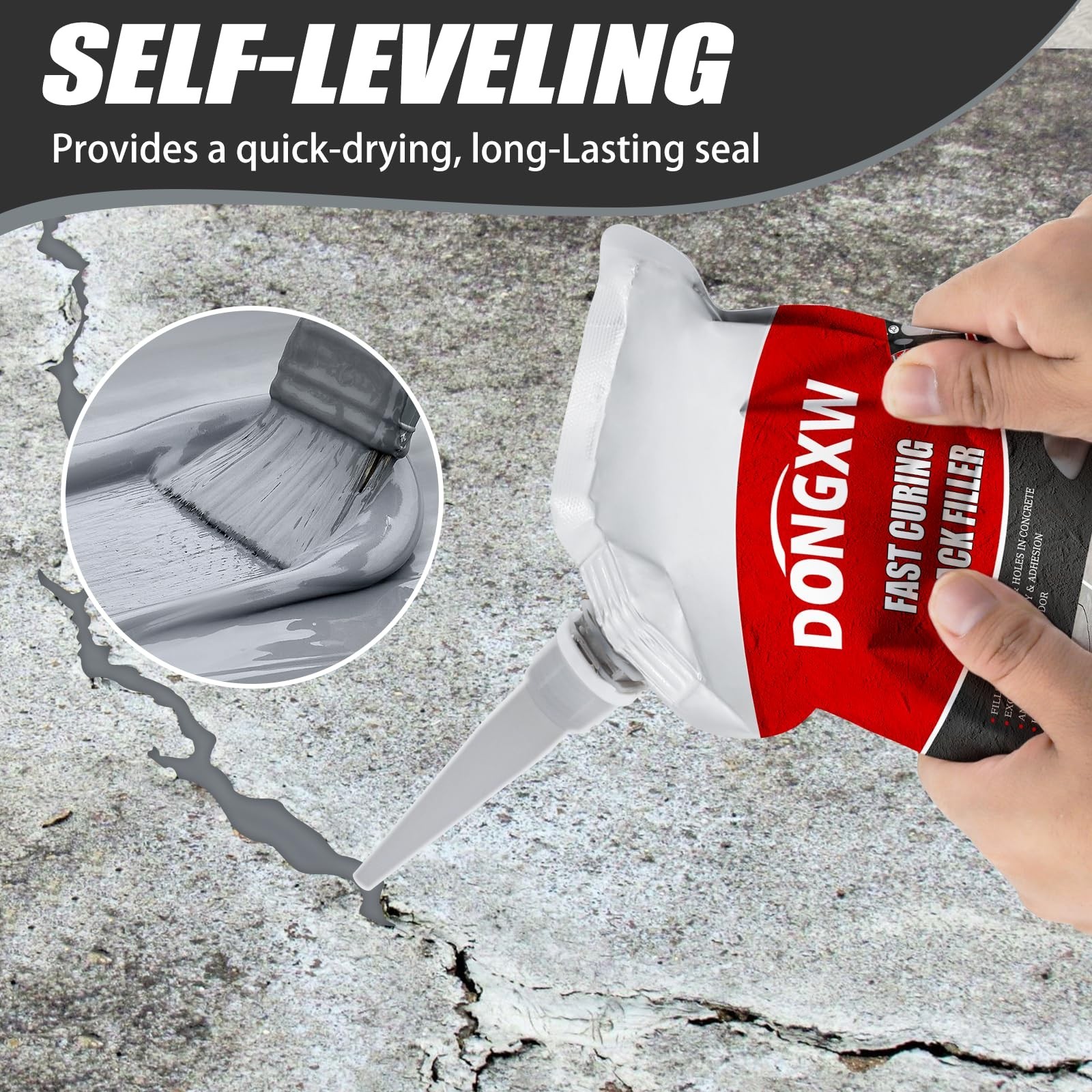Concrete Crack Filler, 8 PCS Cement Crack Repair Sealant, Self Leveling Concr…