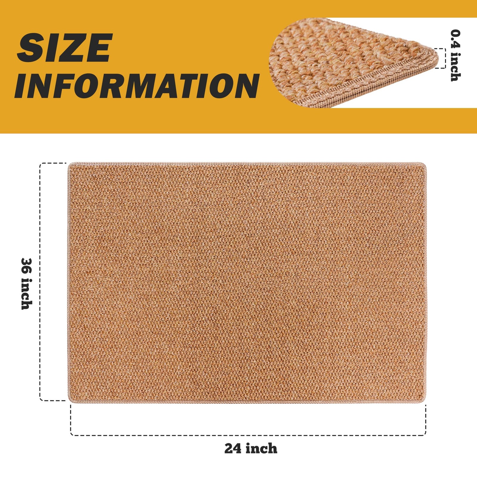 Donjop 24 36 Inch Stair Treads Landing Rug Non Slip Adhesive Peel And Stick