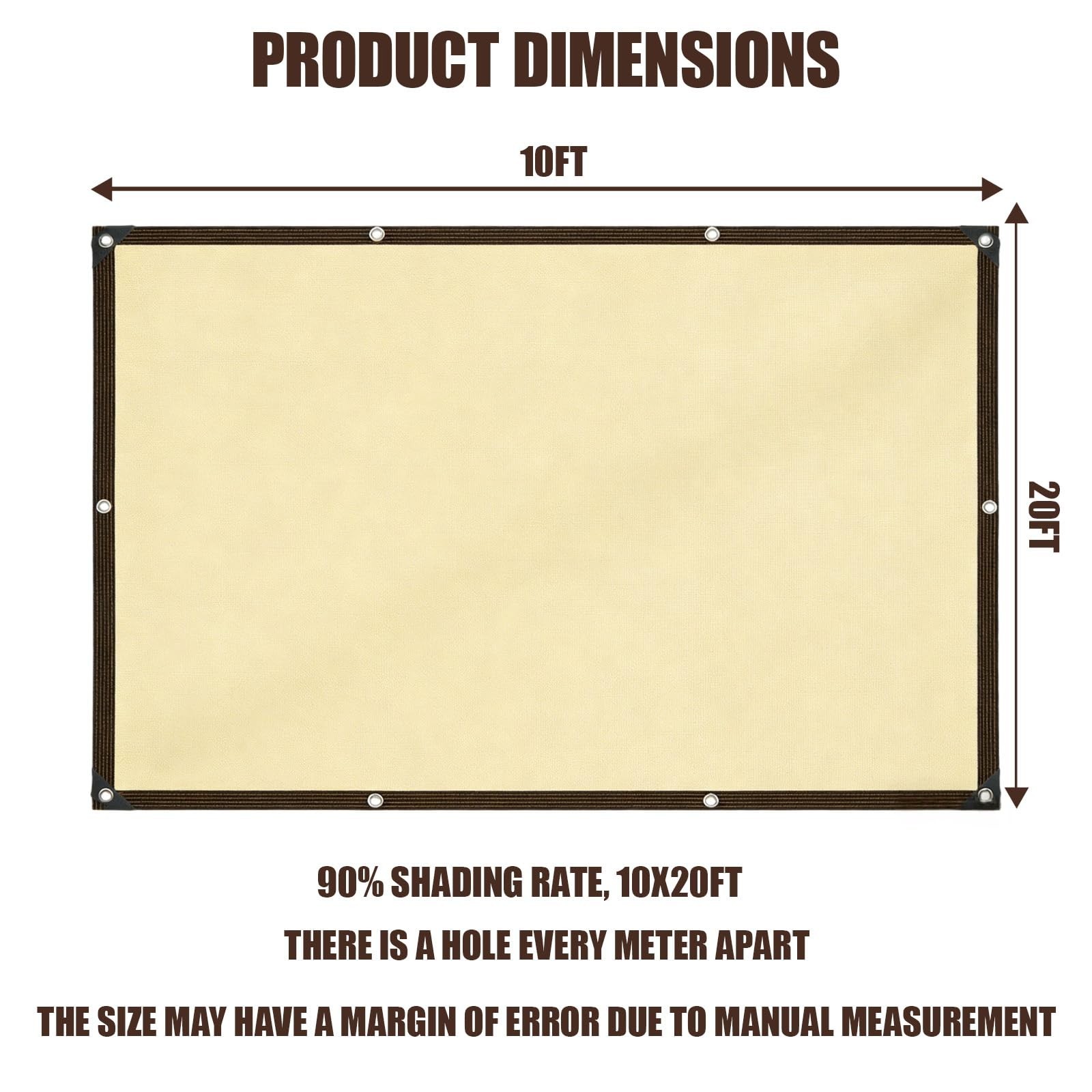 90% Sun Shade Cloth for Garden, 10 * 20FT Heavy Duty Shade Tarp with Grommets…