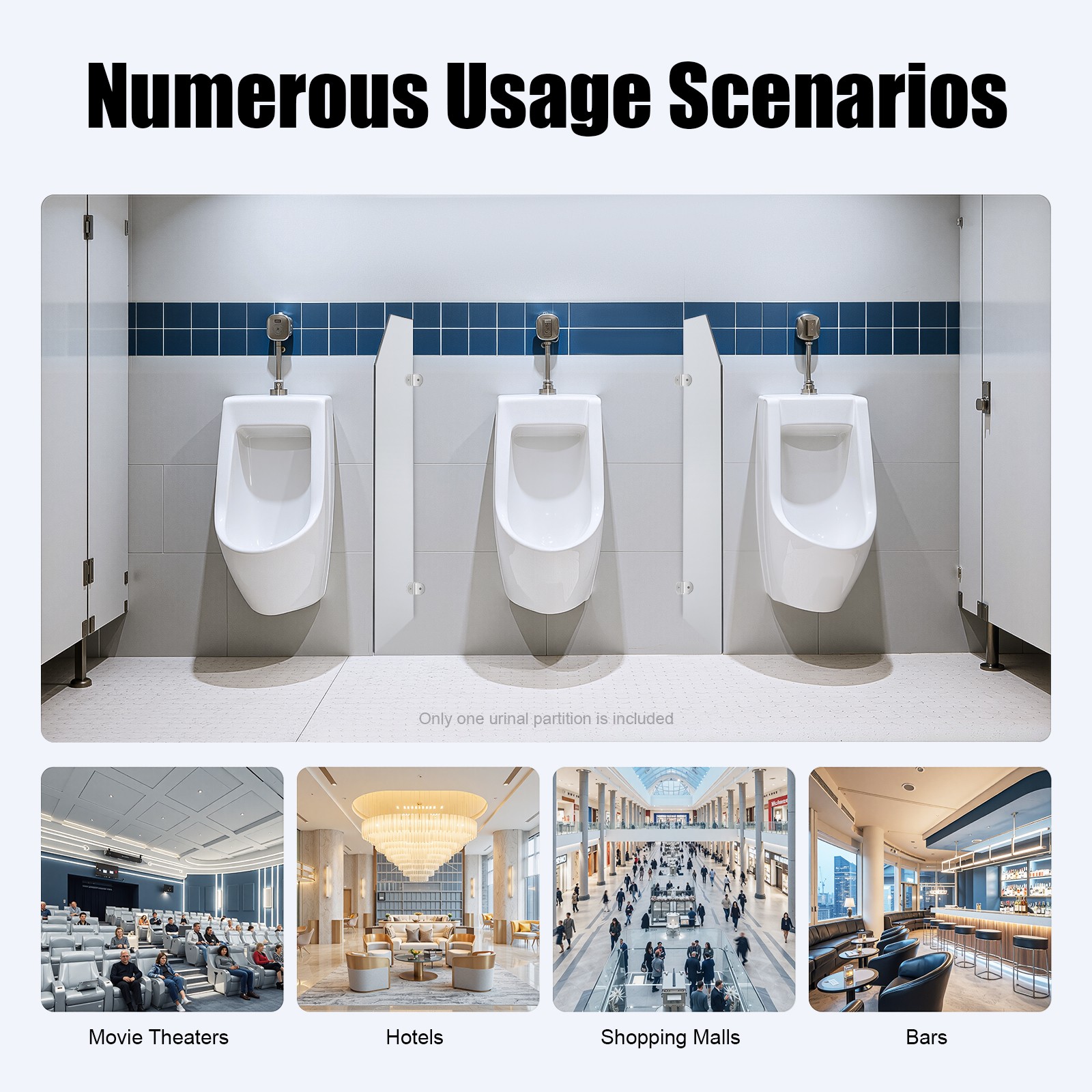 Urinal Screen Toilet Partition, Wall-Mounted Men Urinal Partial Screen,