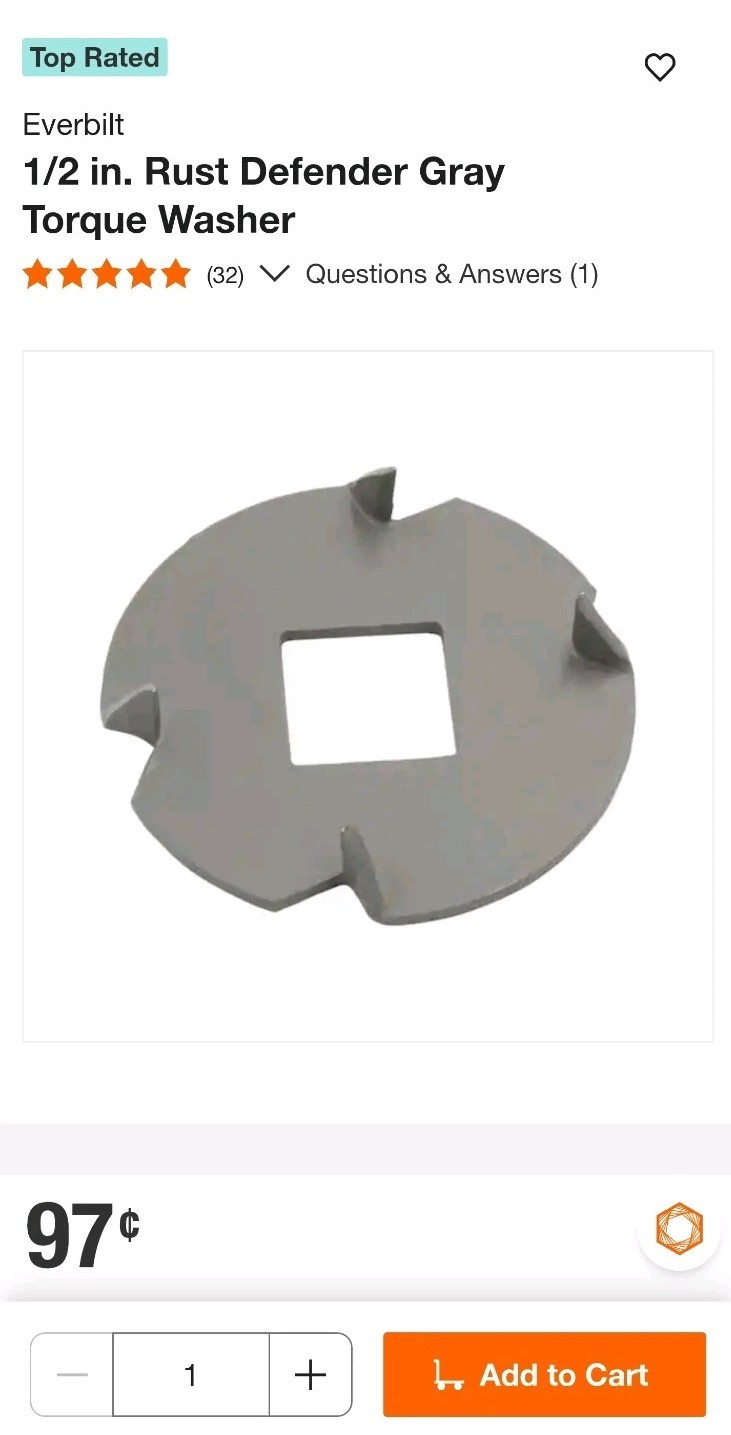 2 x 25pk EVERBILT 1/2 in 1/2″ Rust Defender Gray Torque Washer Anti-Turn HMP New