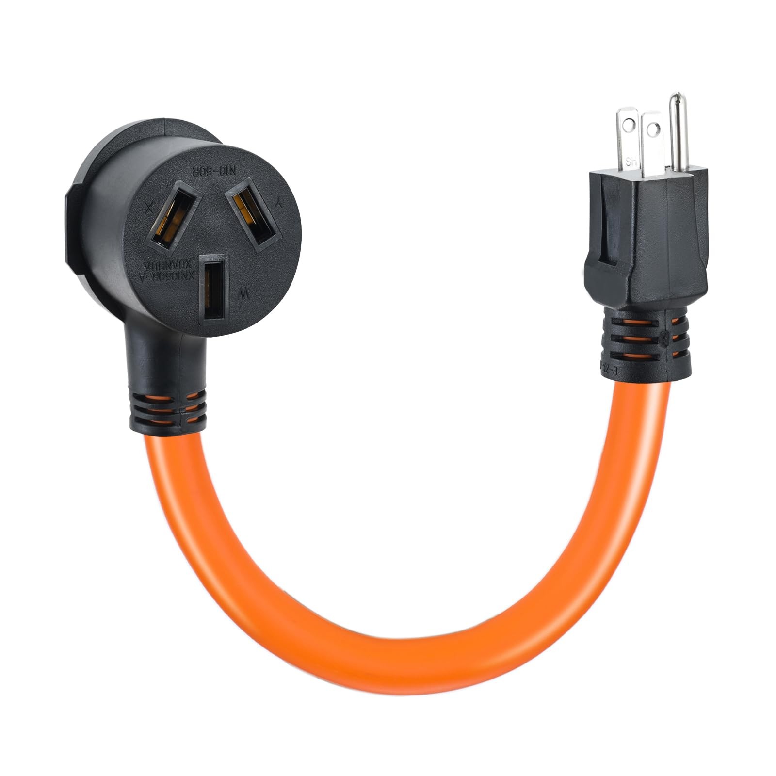 1.5FT NEMA 5-15P to 10-50R Dryer Adapter Cord, 110V 15Amp 3 Prong 3 orange