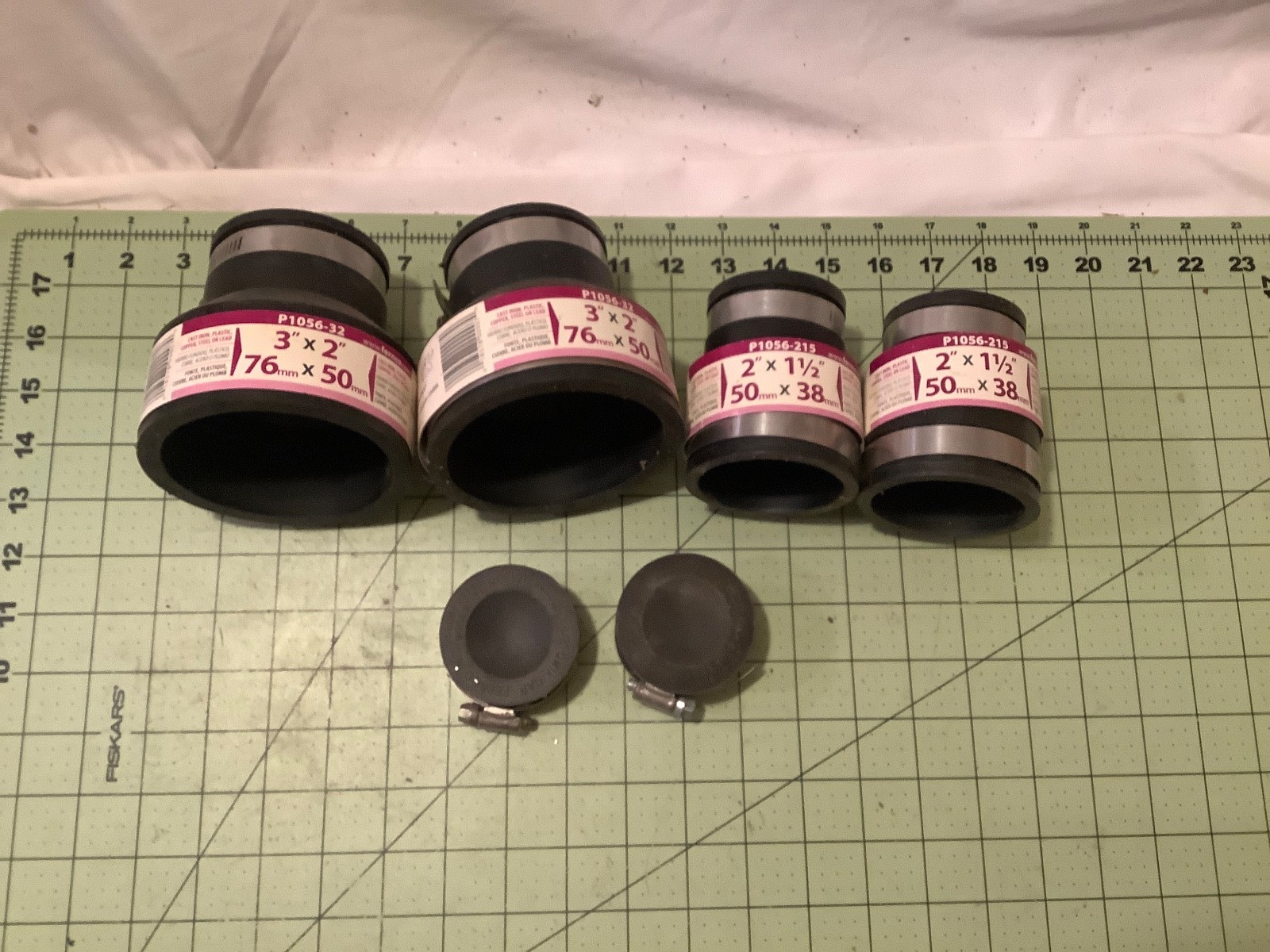 Lot of 6 Fernco Flexable Rubber Fittings for Cast Iron, PVC, Copper FREE SHIP