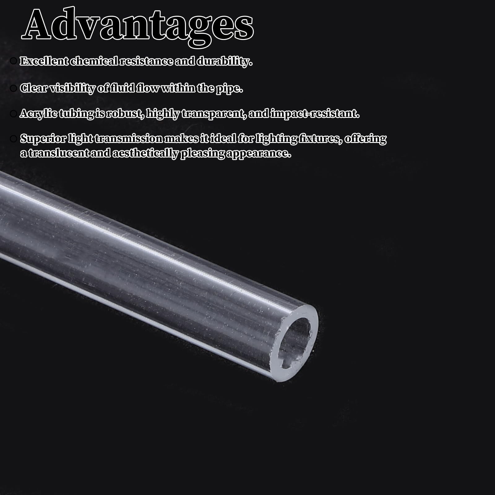4 PCS Plastic Pipe, Clear Rigid Tubing Length 12 inches,