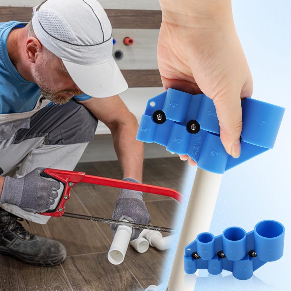 1/4” to 1” Deburring Pipe and Depth Gauge Tool, Chamfering Removal Blue
