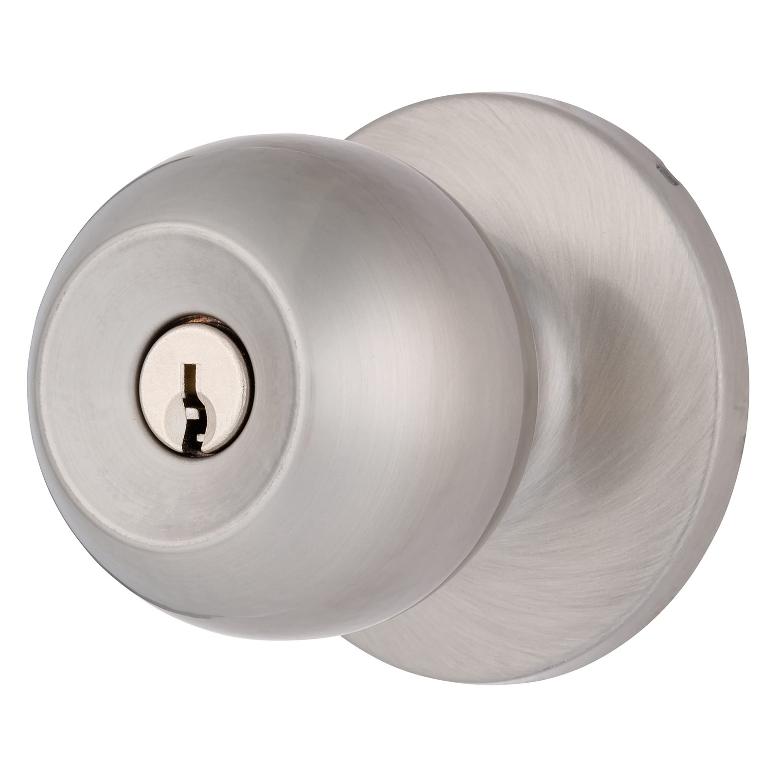 BRINKS Transitional Keyed Entry Door Knob – Satin Nickel Exterior Door Lock S…