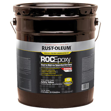 Rust-Oleum 320261 Epoxy Paint Base, Safety Yellow, Satin, 4 Gal, 140 To 225 Sq