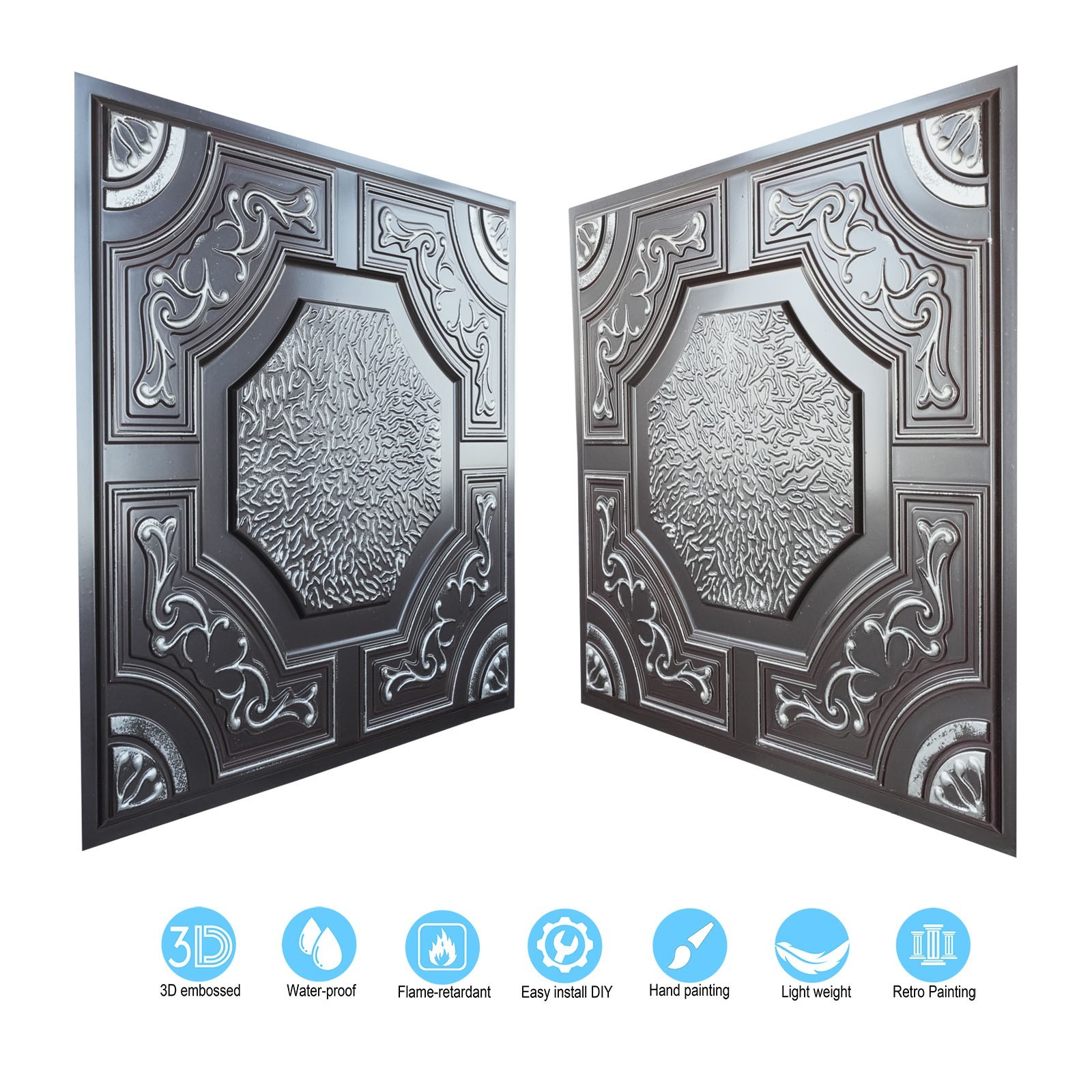 Village style ceiling tiles Decorative pvc panels for Restaurant PL02 10Pcs