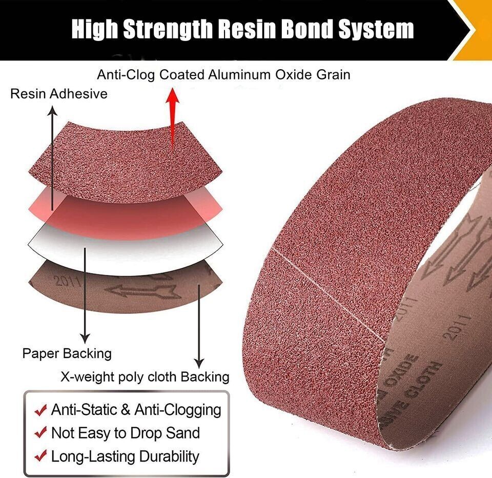 25PCS 4 x 24 inch Sanding Belts 150 240 400 800 Grit Belt Sander Sandpaper