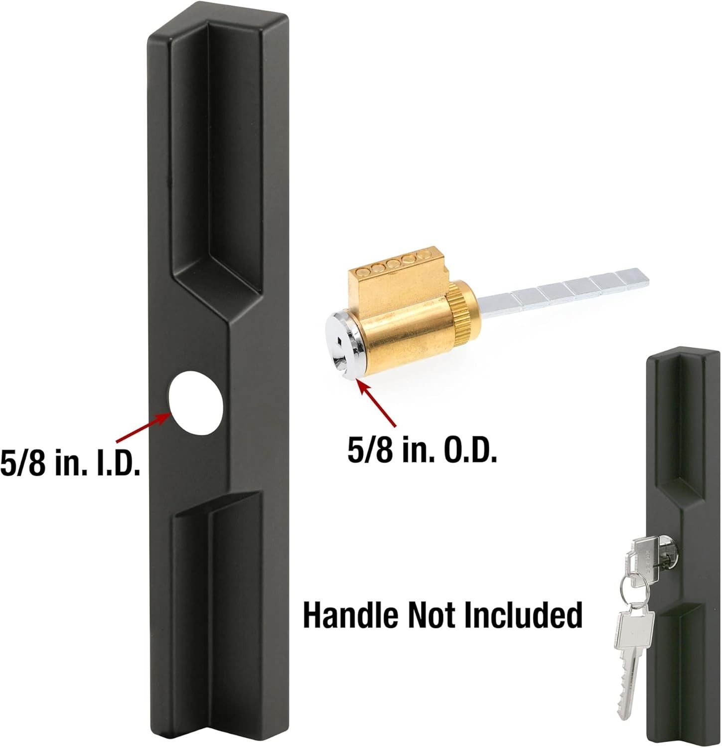 Brass Patio Door Cylinder Lock with Keys and Breakaway Tailpiece