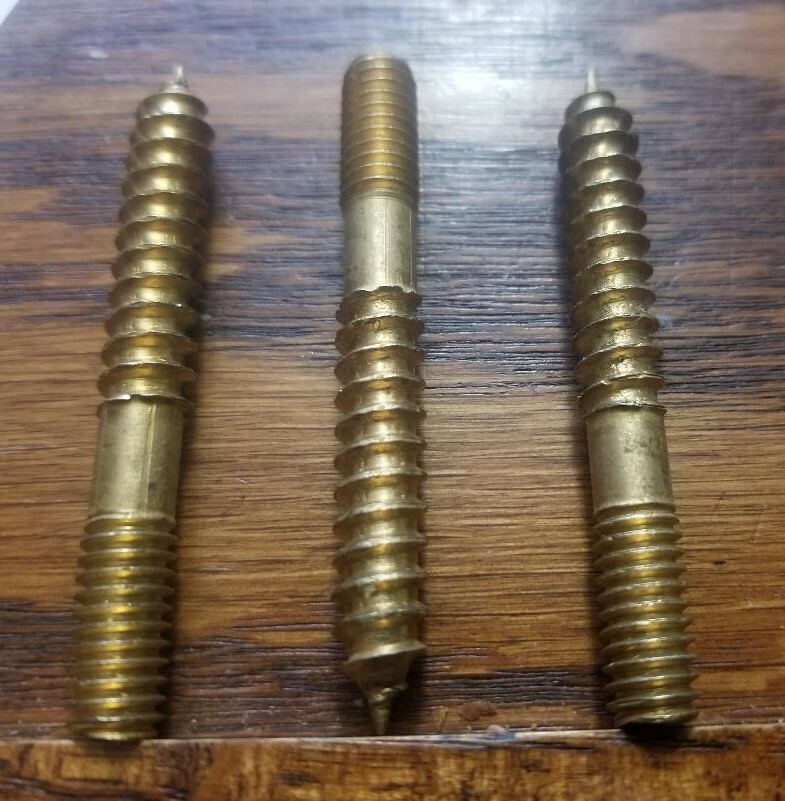 100 Hanger Bolts 2.5” x 5/16″ Brass Plated New Never Used