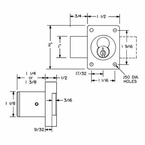 FALCON 721DR-26D Cabinet Door Rim Lock for Removable Core 1-1/4” Barrel C979