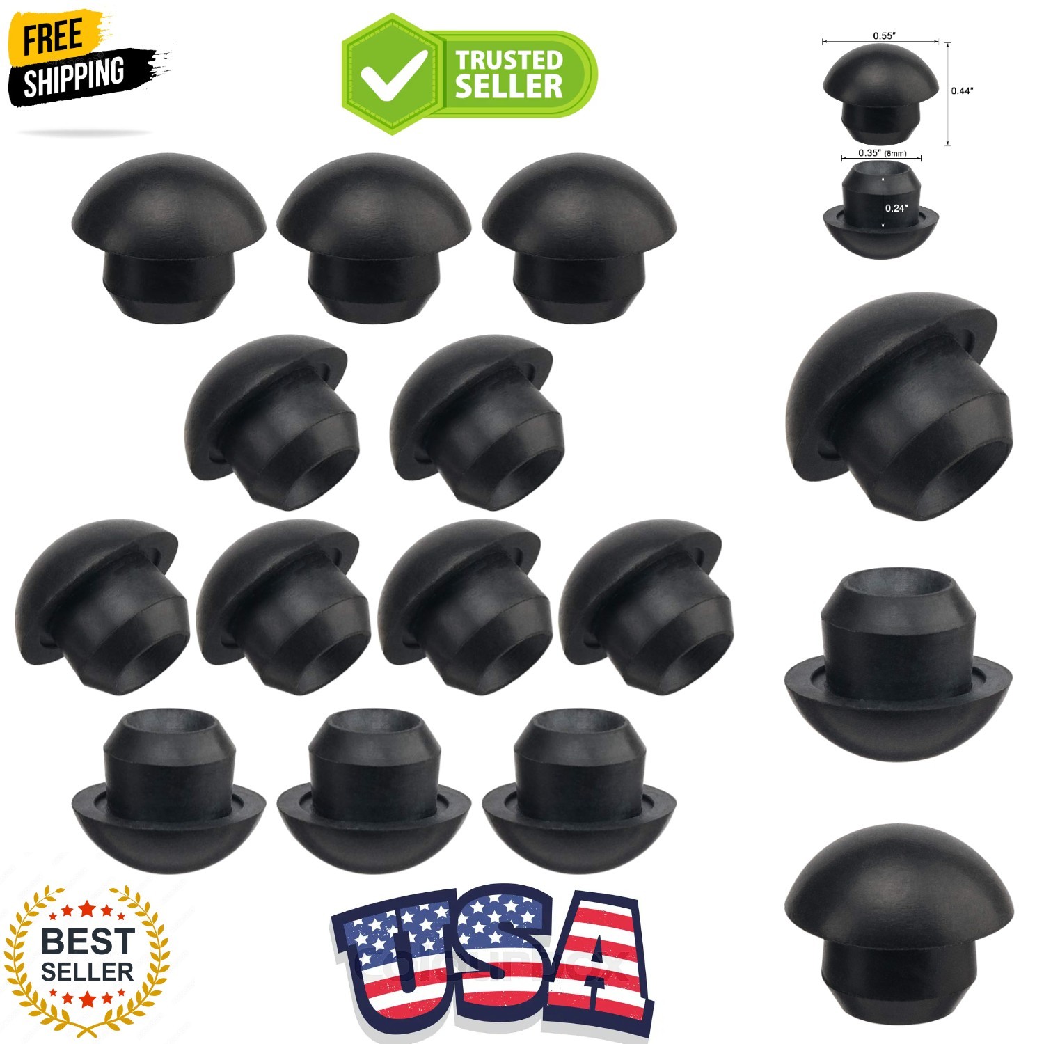 12 Pack 8mm Floor Bottle Jack Plugs, Black Rubber Hydraulic Filler Bung for O…