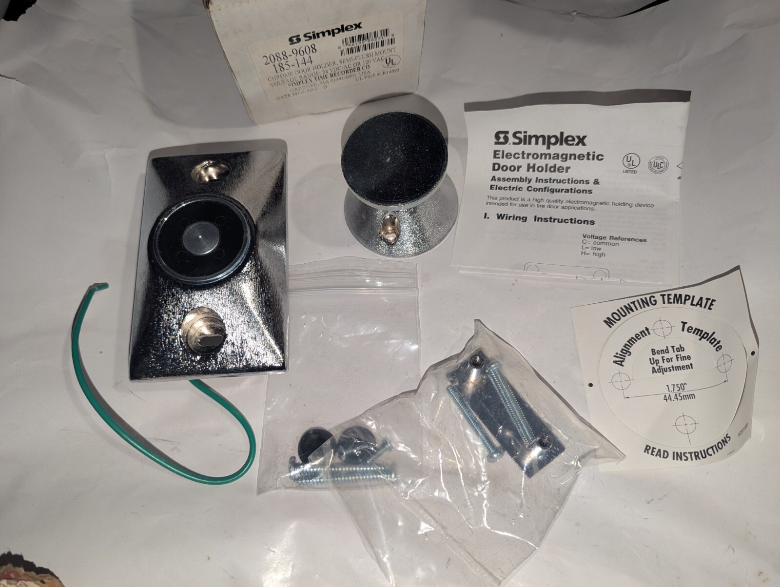 NEW GENUINE SIMPLEX 2088-9608, 185-144 CHROME DOOR HOLDER, SEMI-FLUSH MOUNT