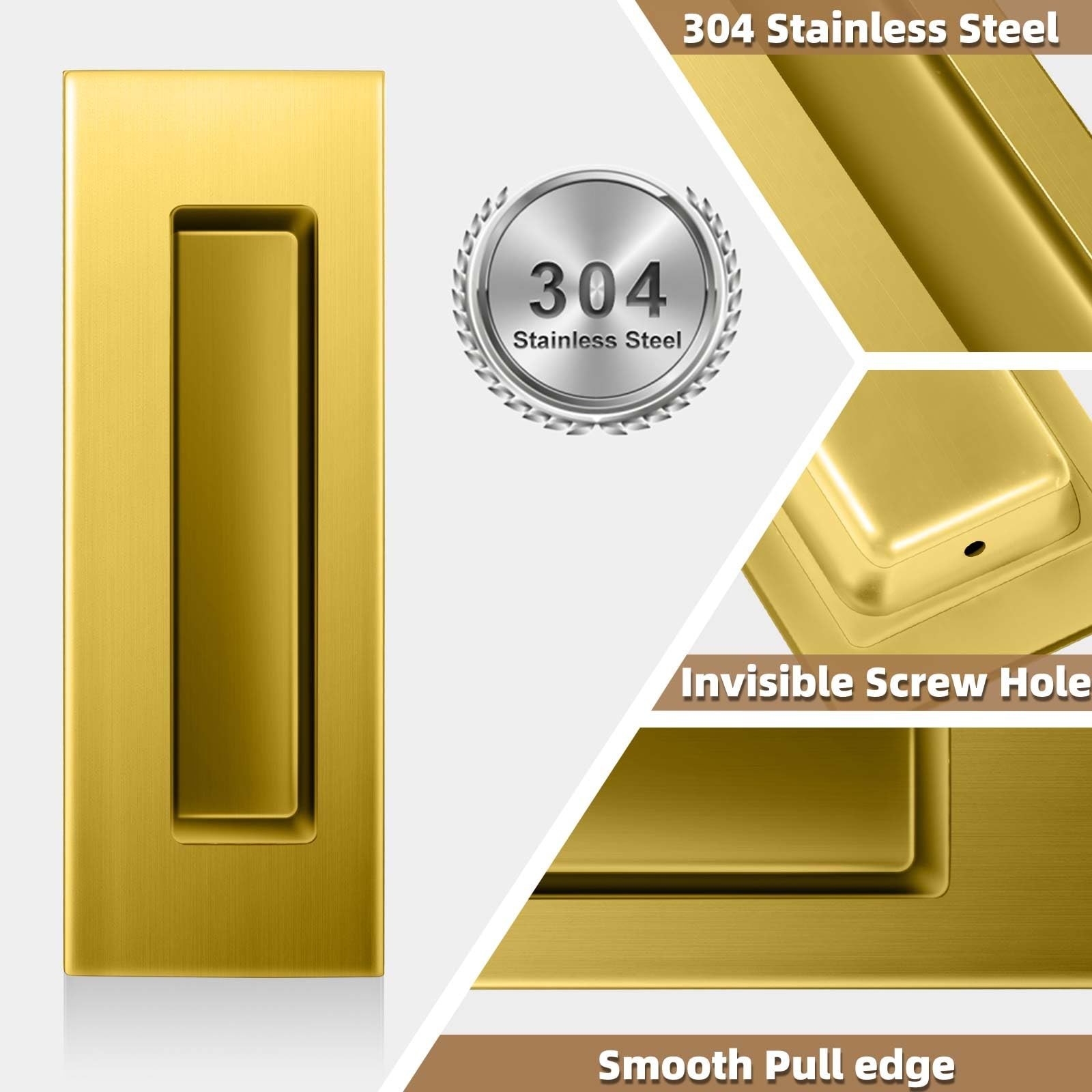6-Inch Pocket Door Hardware Set – Complete 304 Stainless Steel Kit with Pop-O…