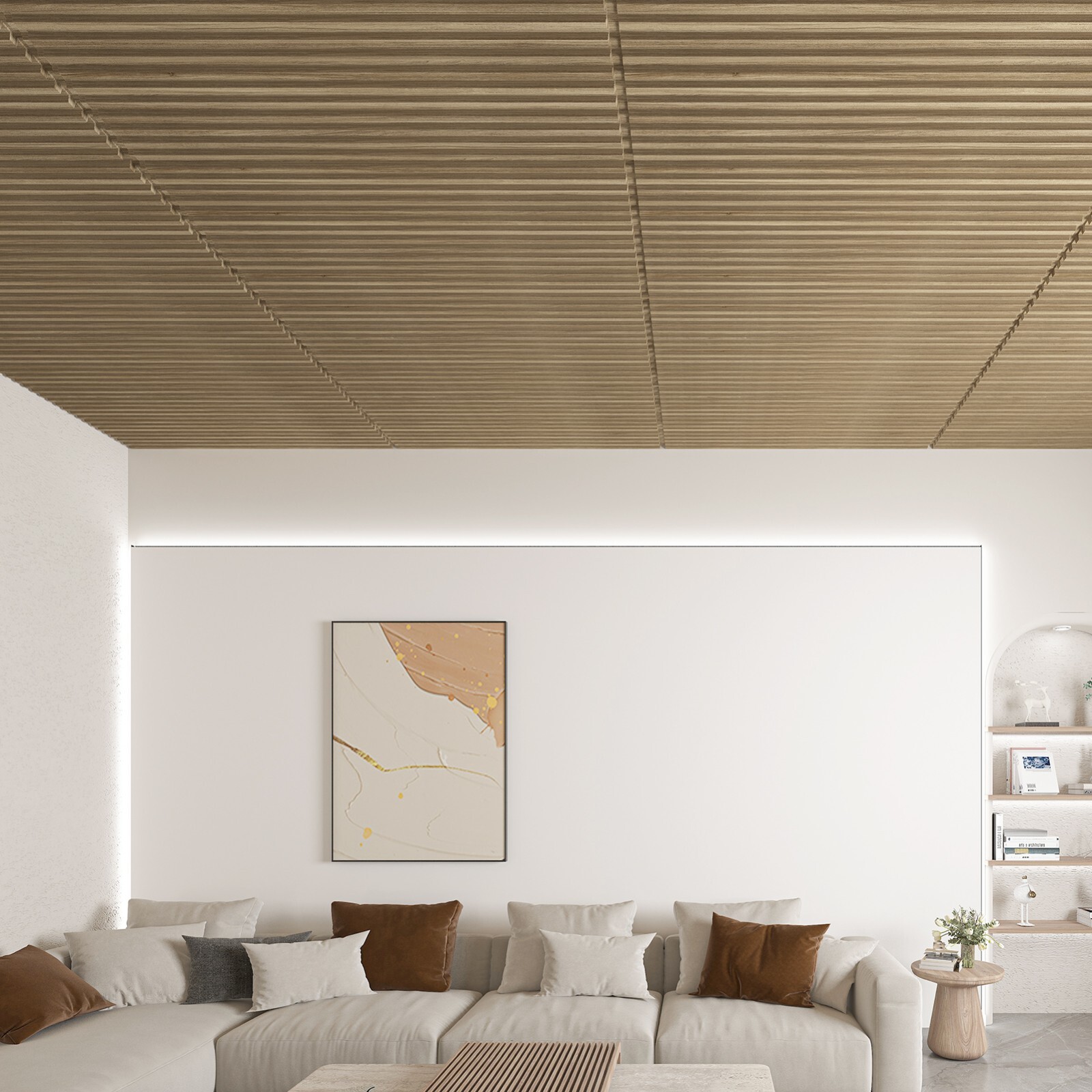 Art3d 12-Pack PVC Drop Ceiling Tiles，24x48in Glue up Ceiling Tile，Cover 96 sq.ft