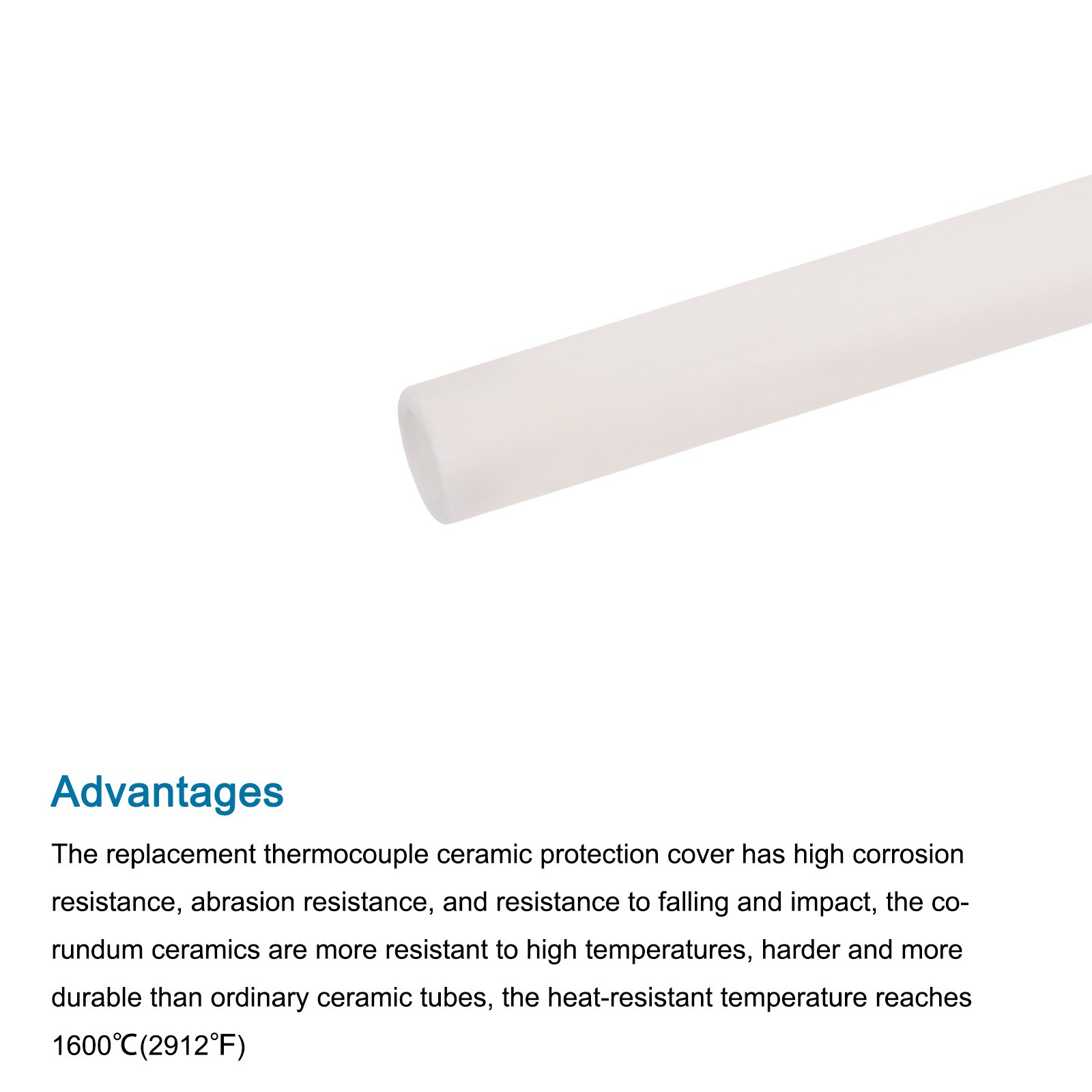 Stove Thermocouple Cover Tube 6x10x250mm Ceramic Beige Single Hole for Stove