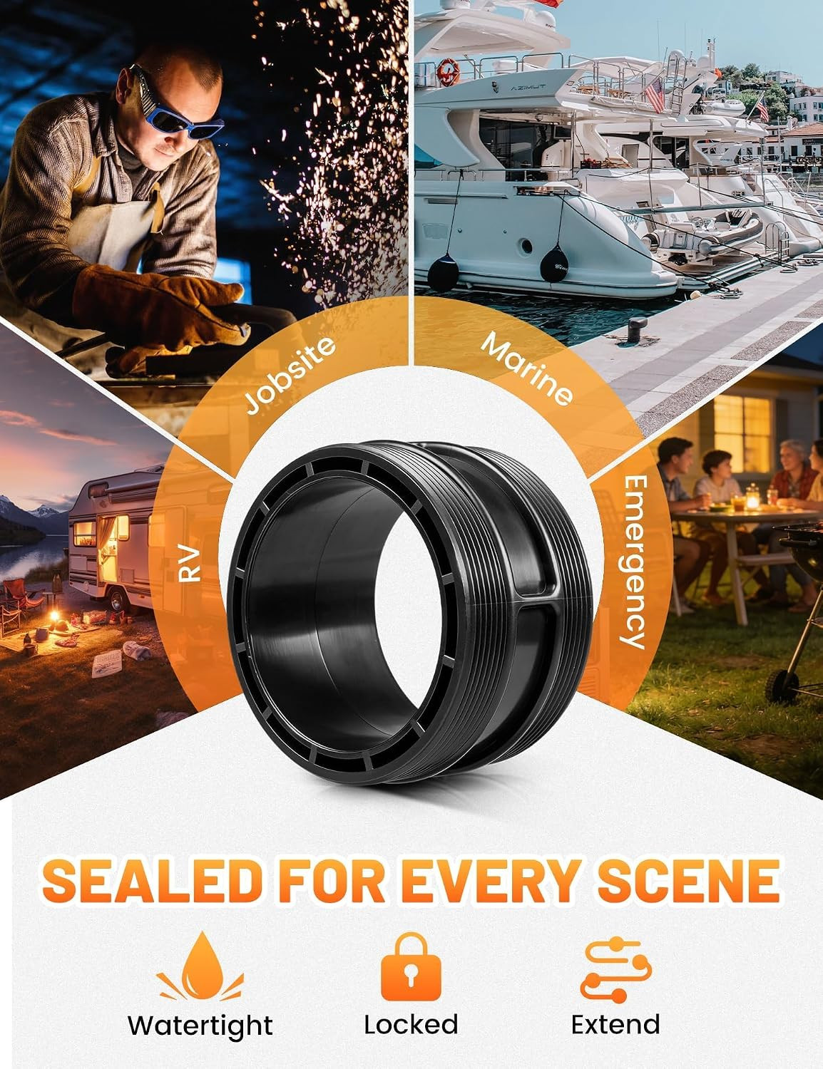 30 Amp Sealing Connecting Collar Ring for L5-30P L5-30R RV Marine Shore