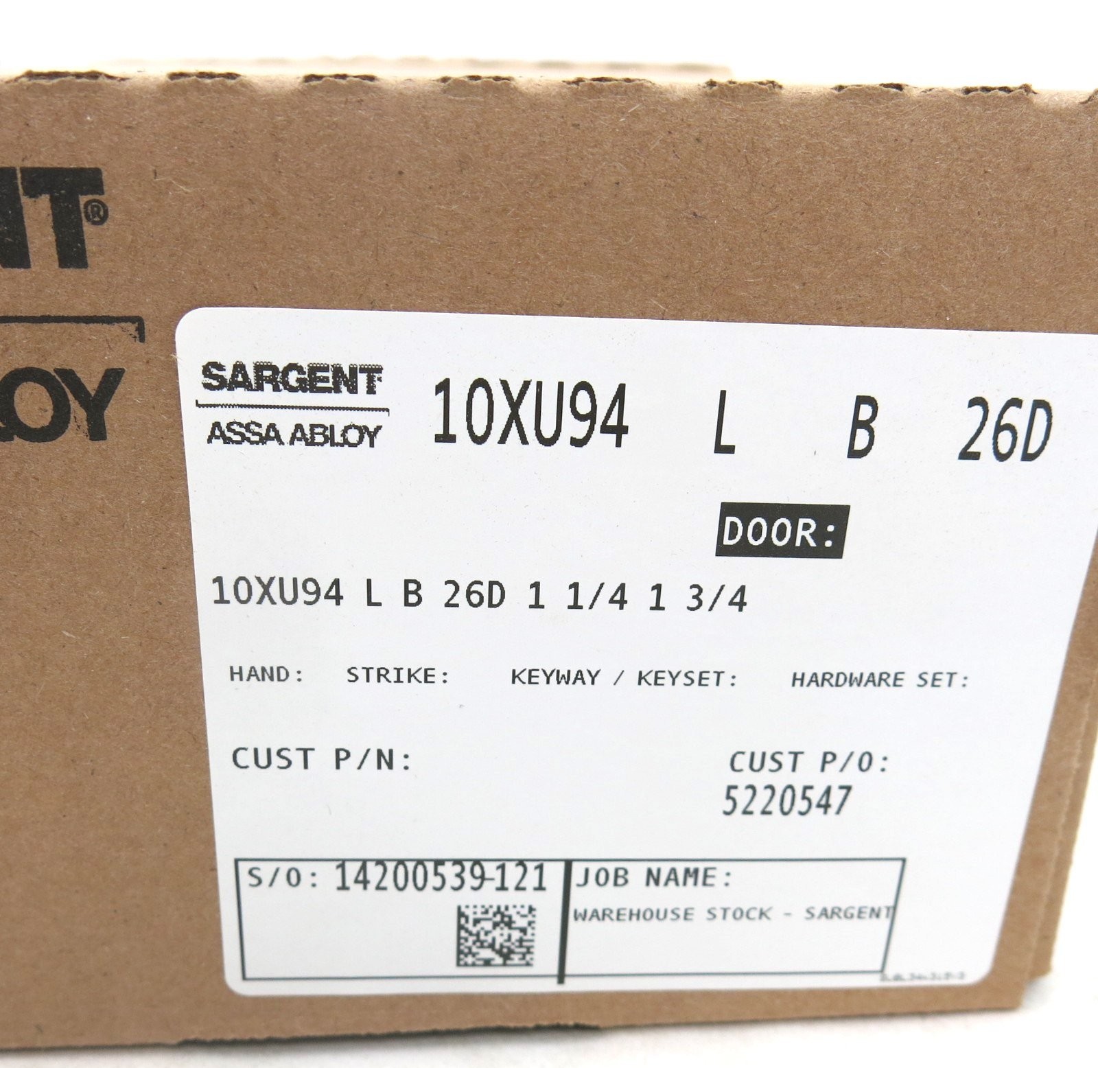 SARGENT 10XU94 LB 26D Lever Lockset, Classroom Function Satin Chrome NIB