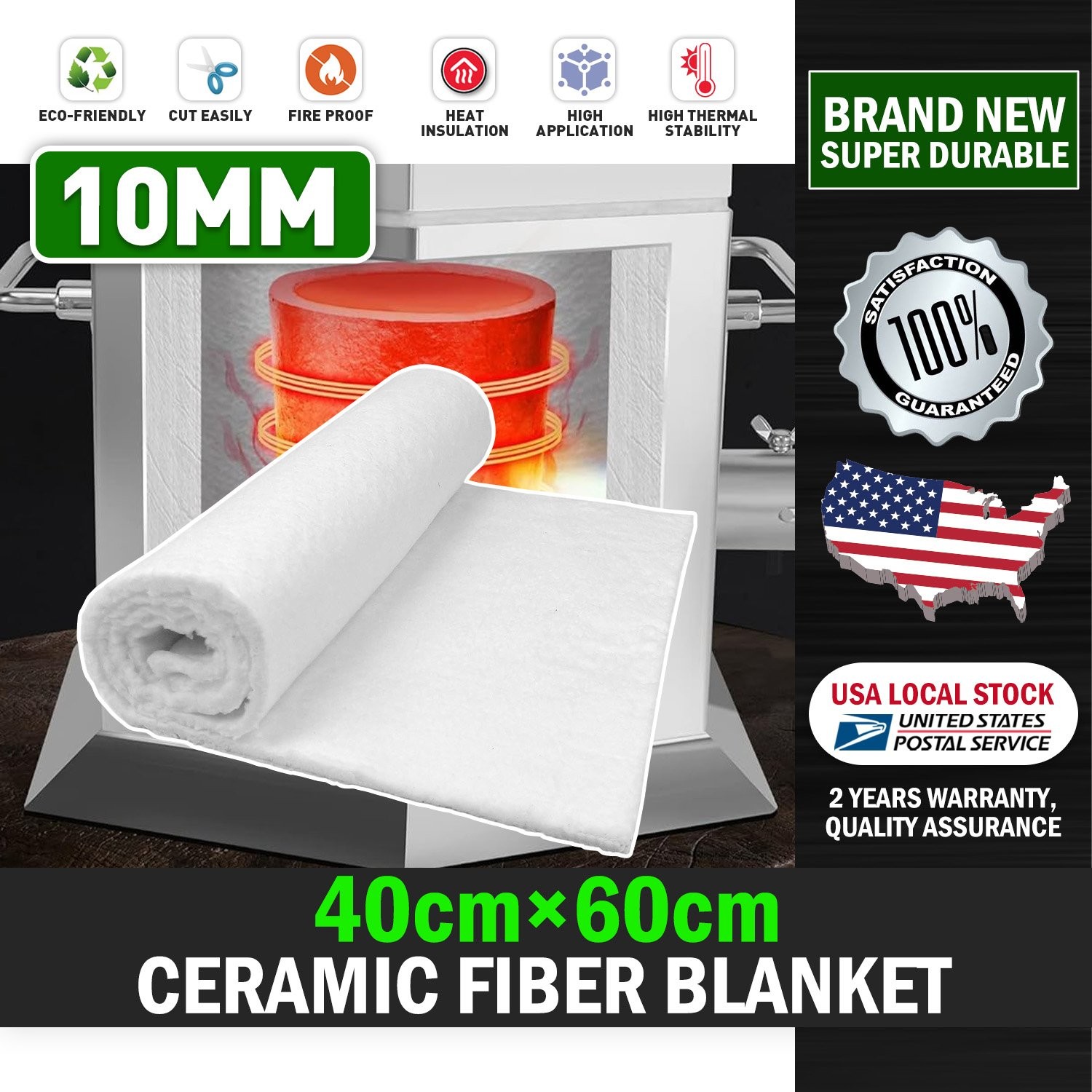 40cm×60cm Ceramic Fiber Fireproof Insulation Blanket For Multiple Uses New