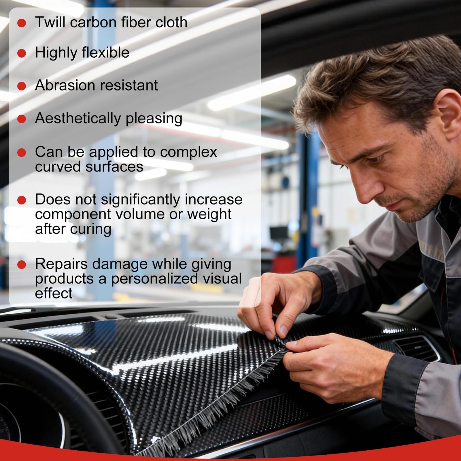 Carbon Fiber Repair Kit, Black Cloth, clear