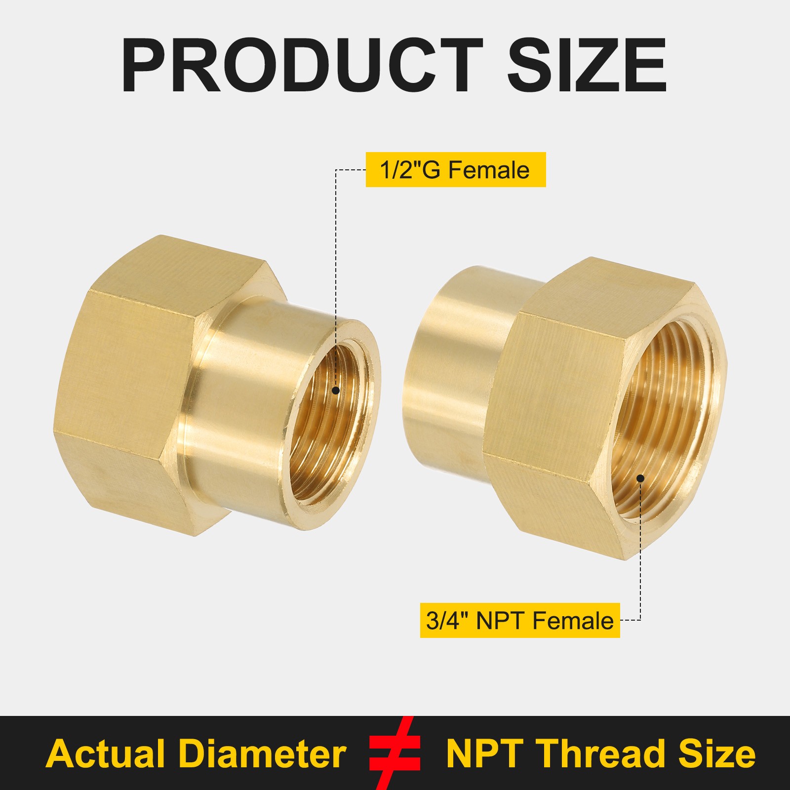 1/2″ g Female x 3/4″ NPT Female Brass Pipe Fitting with Tape for Air Gas- 1Pcs