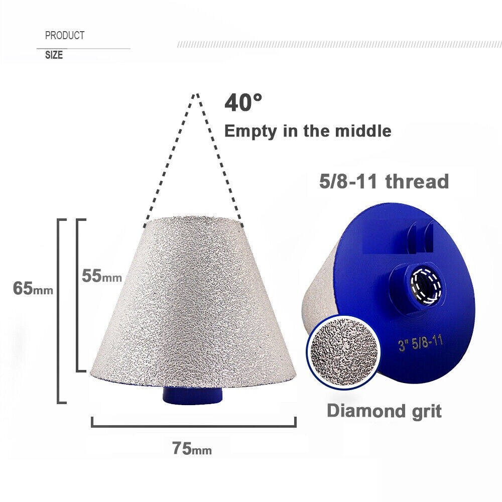 3″/75mm Diamond Chamfer Bits Cone Milling Bit Hole Saw Cutter Countersink