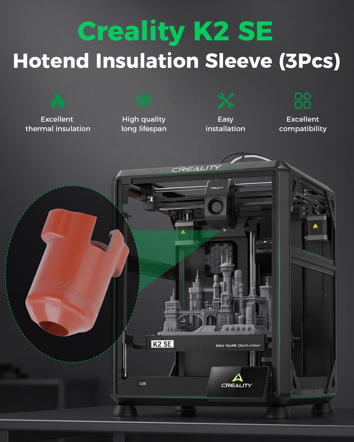 Creality Official K2 SE Hotend Heat Insulation Sleeve（3Pcs）Original Hotend…