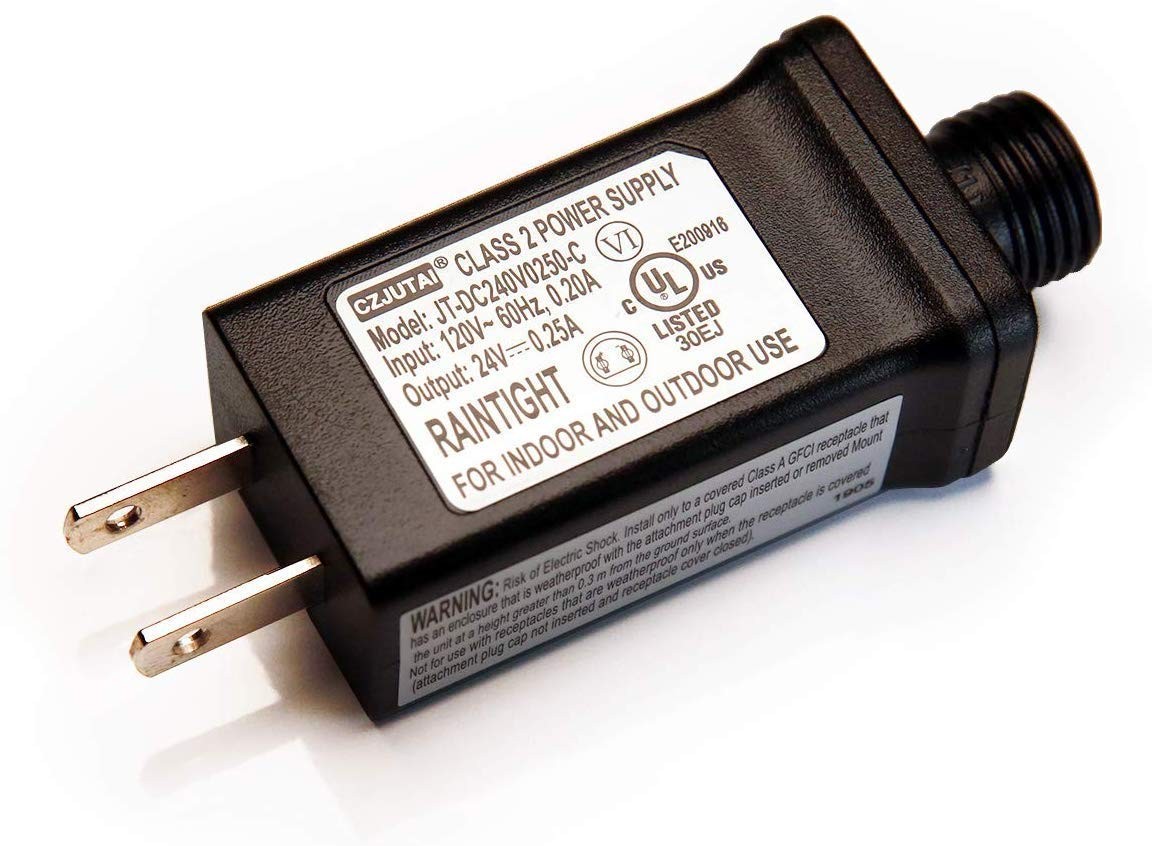 TYBEEU 24V LED Christmas Tree & Strip Light Adapter – Class 2 Power Black