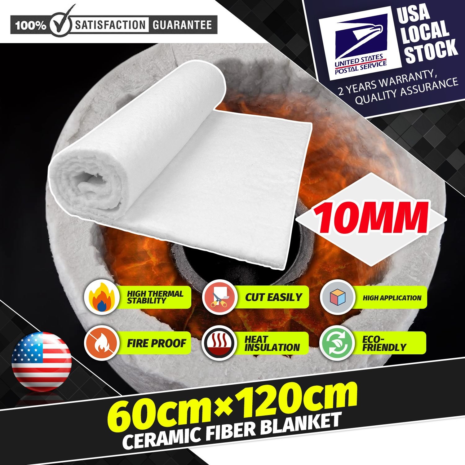 60cm×120cm Ceramic Fiber Fireproof Insulation Blanket For Multiple Uses New