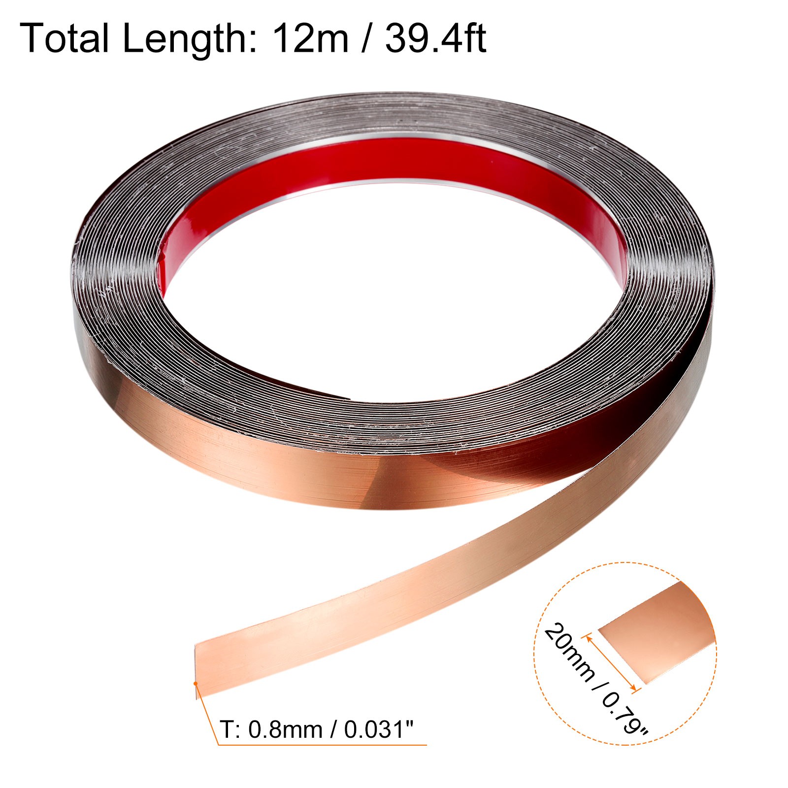 39.4ft x 0.79″ Wall Trim Self Adhesive Stainless Steel Mirror Finish Rose Gold