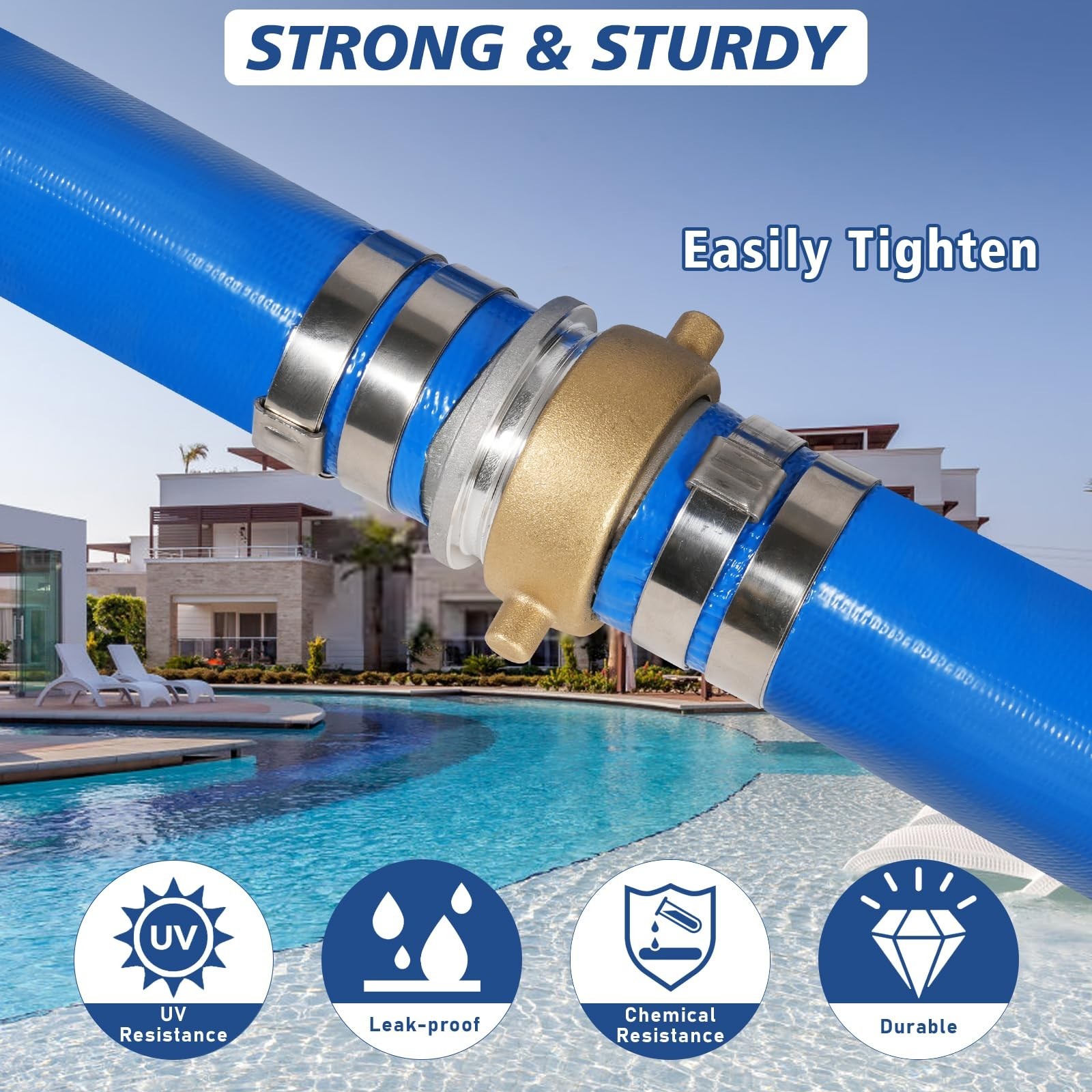 1.5″ x 50 ft Backwash Hose for Swimming Pools, Heavy Duty PVC Lay Flat Water …