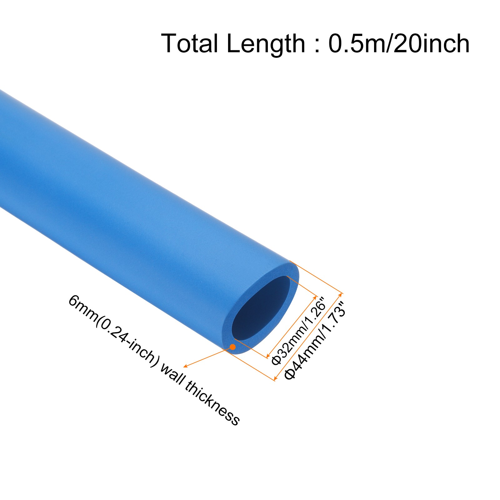 Pipe Insulation Foam Tube Lagging 32mm ID 44mm OD 20″ Heat Preservation Blue