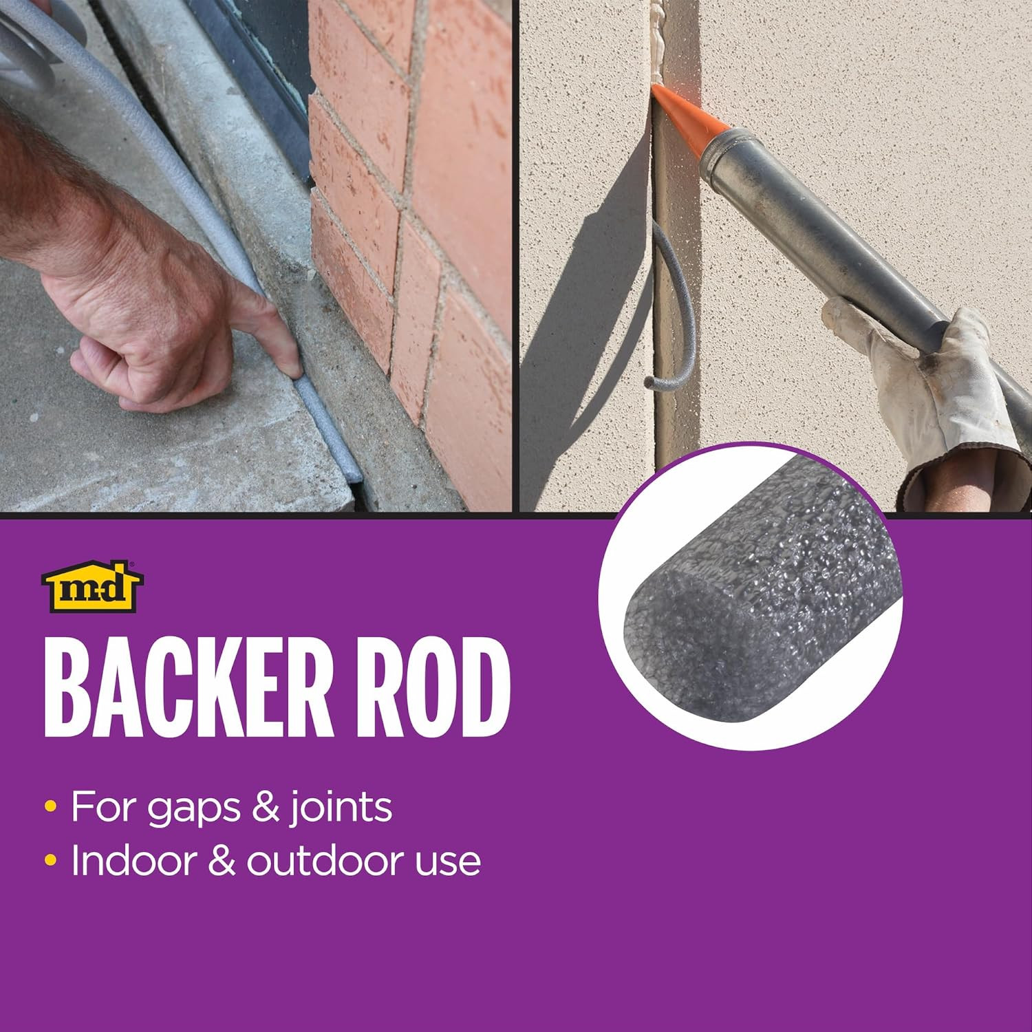 M-D Building Products – Versatile Gray Foam Backer Rod Set 1/2In X 20Ft – Essent