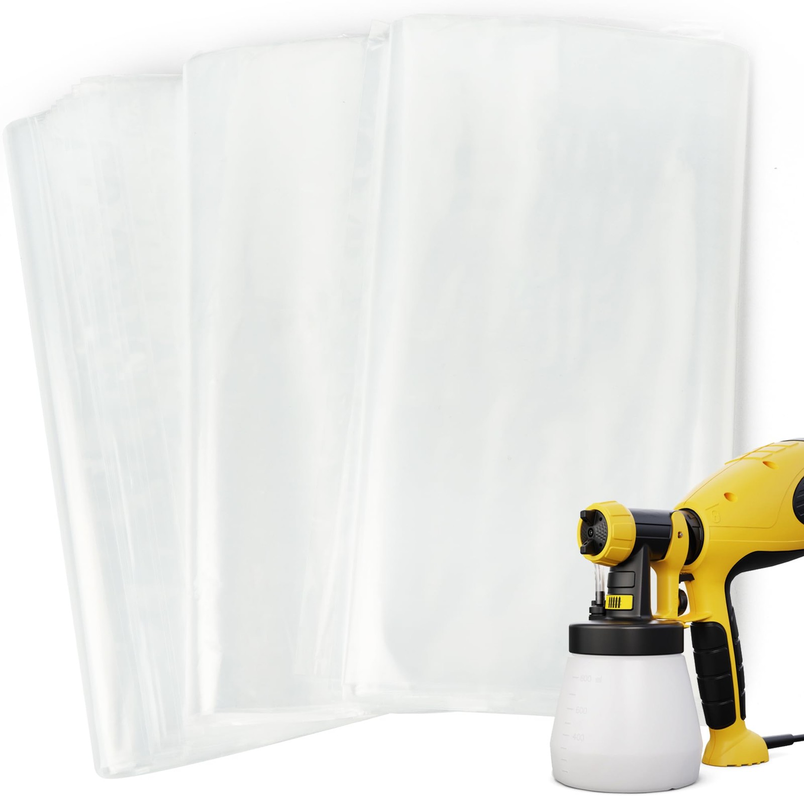 50 Pcs Paint Sprayer Liners Bags, Transparent Cup Plastic transparent