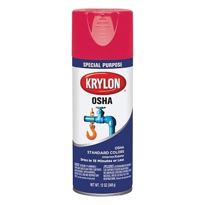 OSHA Safety Color Spray Paint, 12 oz Fill, Aerosol Can, Safety Red, Gloss Pack